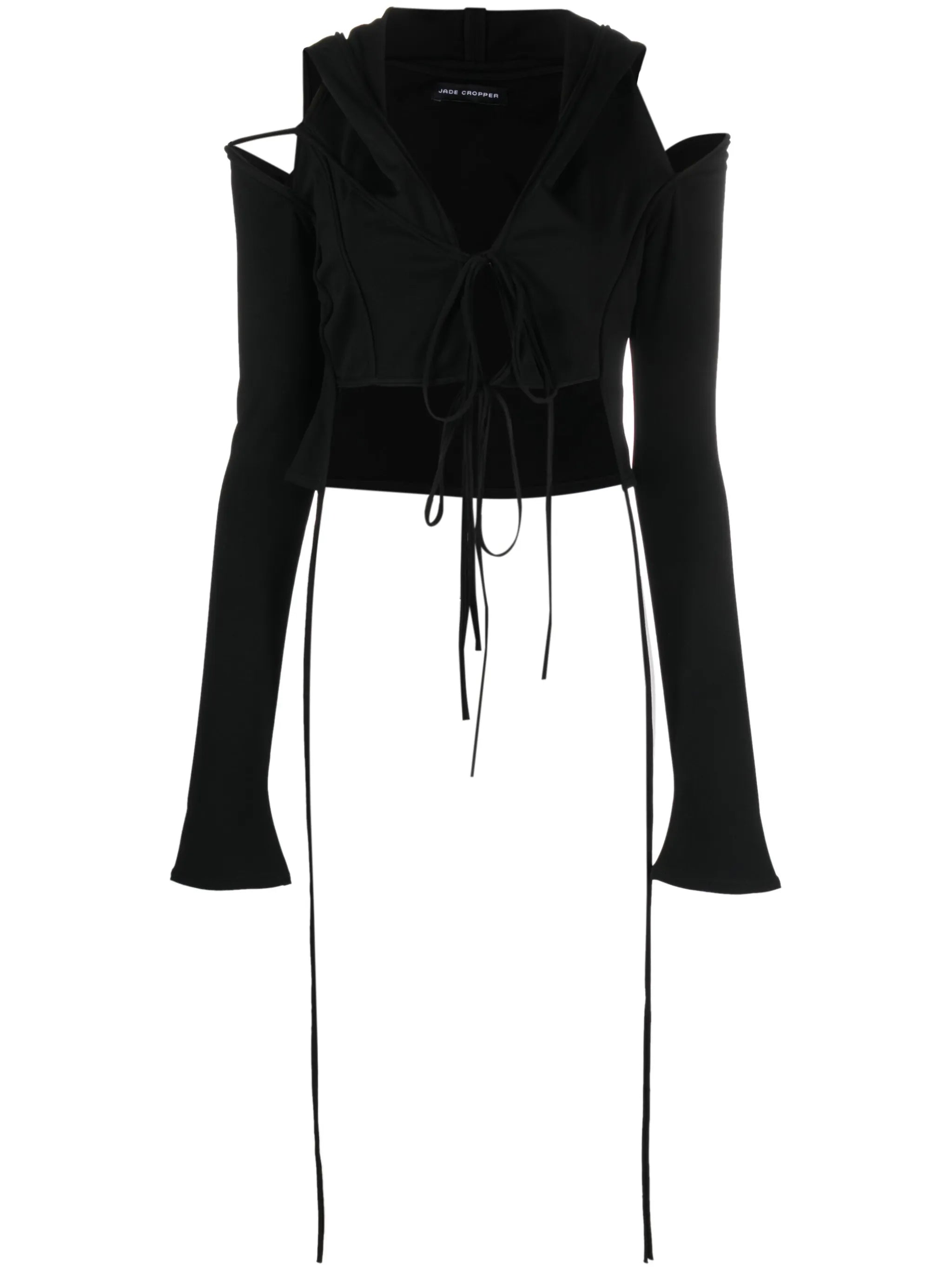 hooded tied cropped top