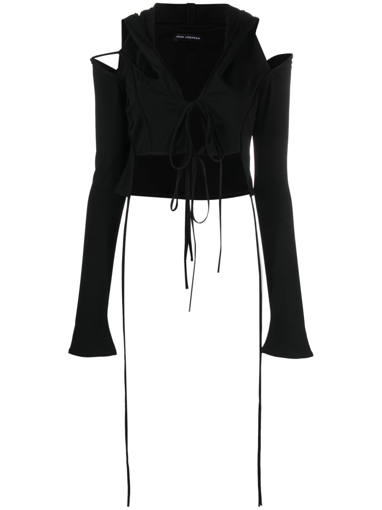 hooded tied cropped top