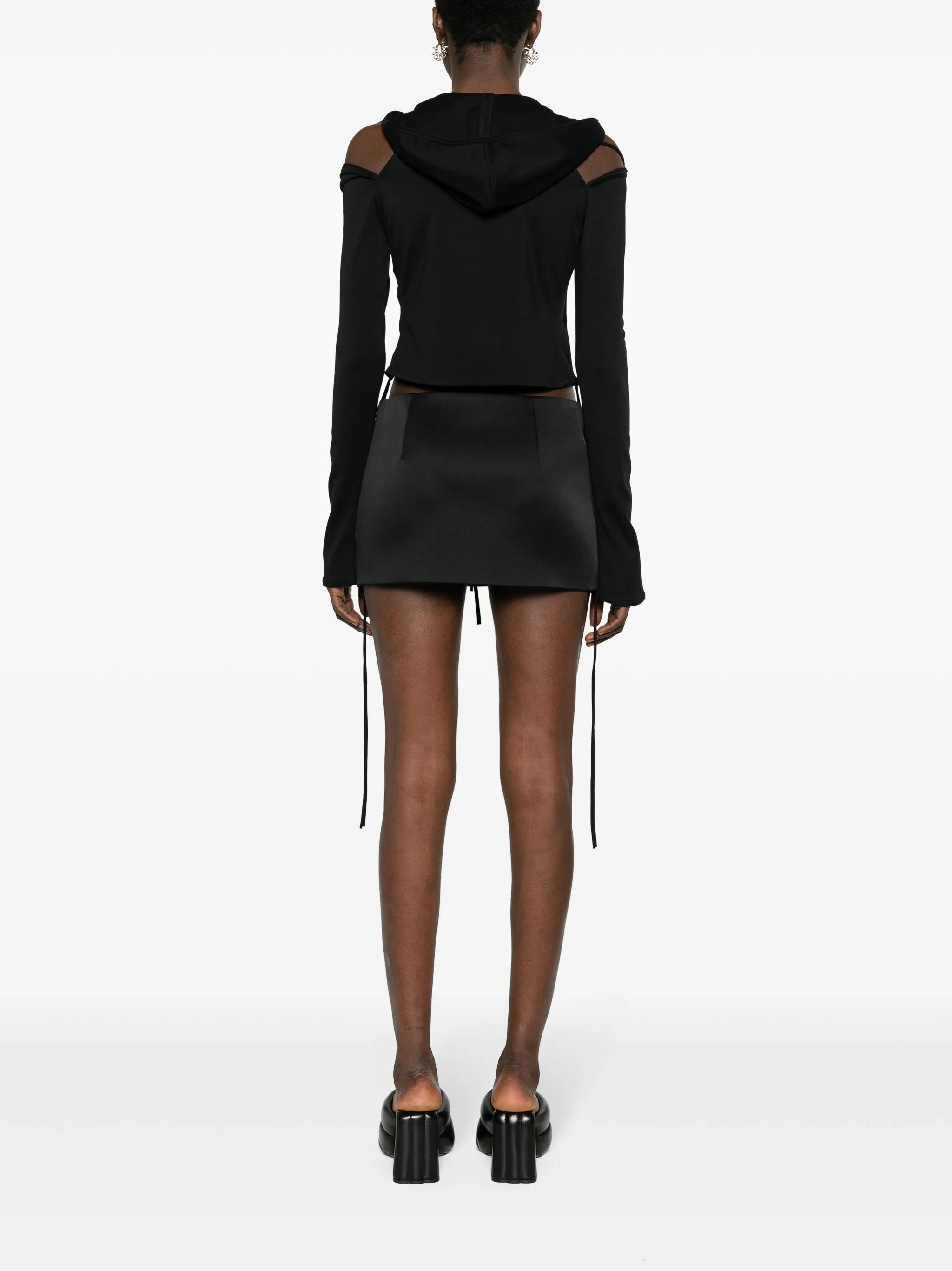 hooded tied cropped top