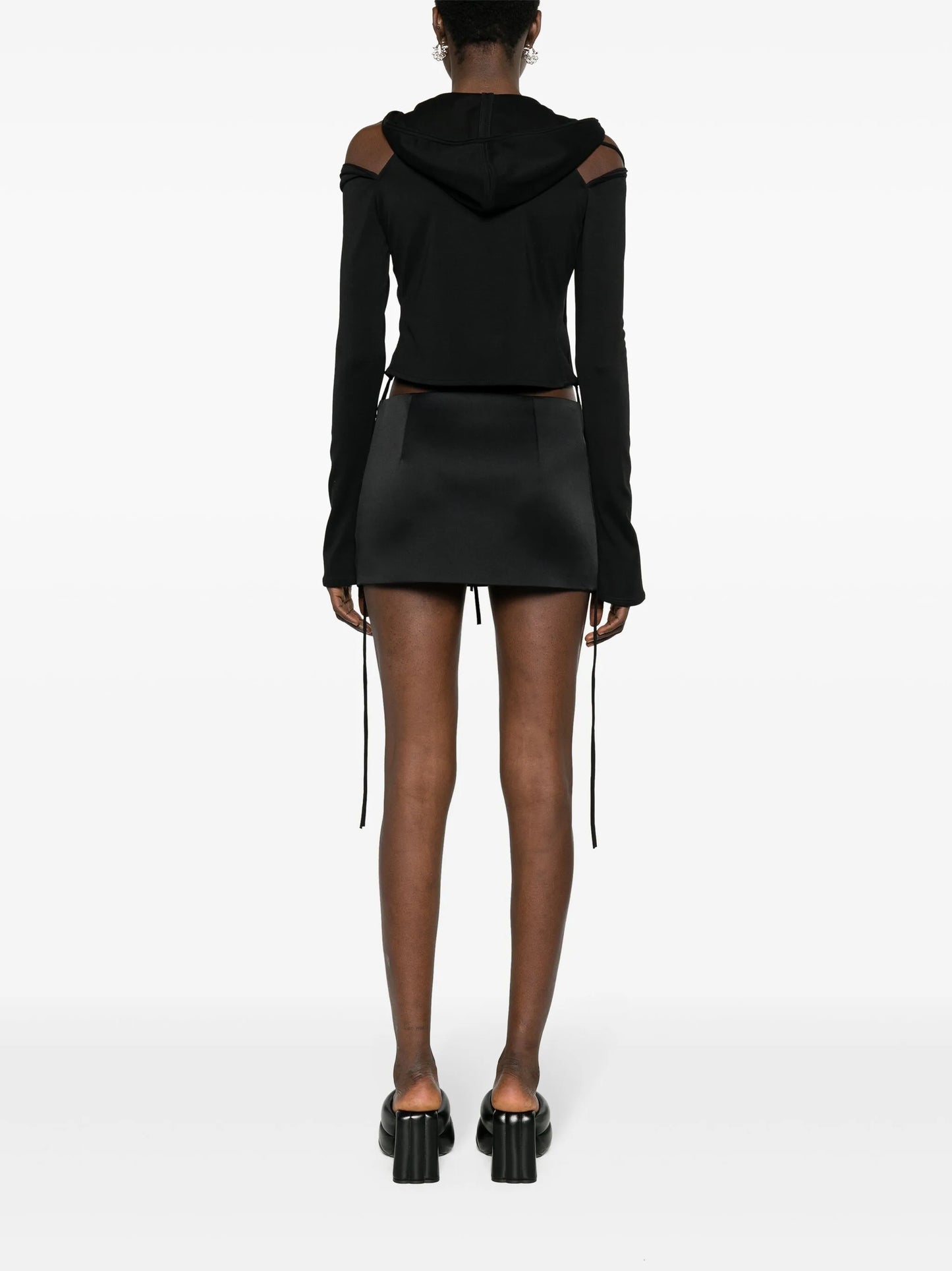 hooded tied cropped top
