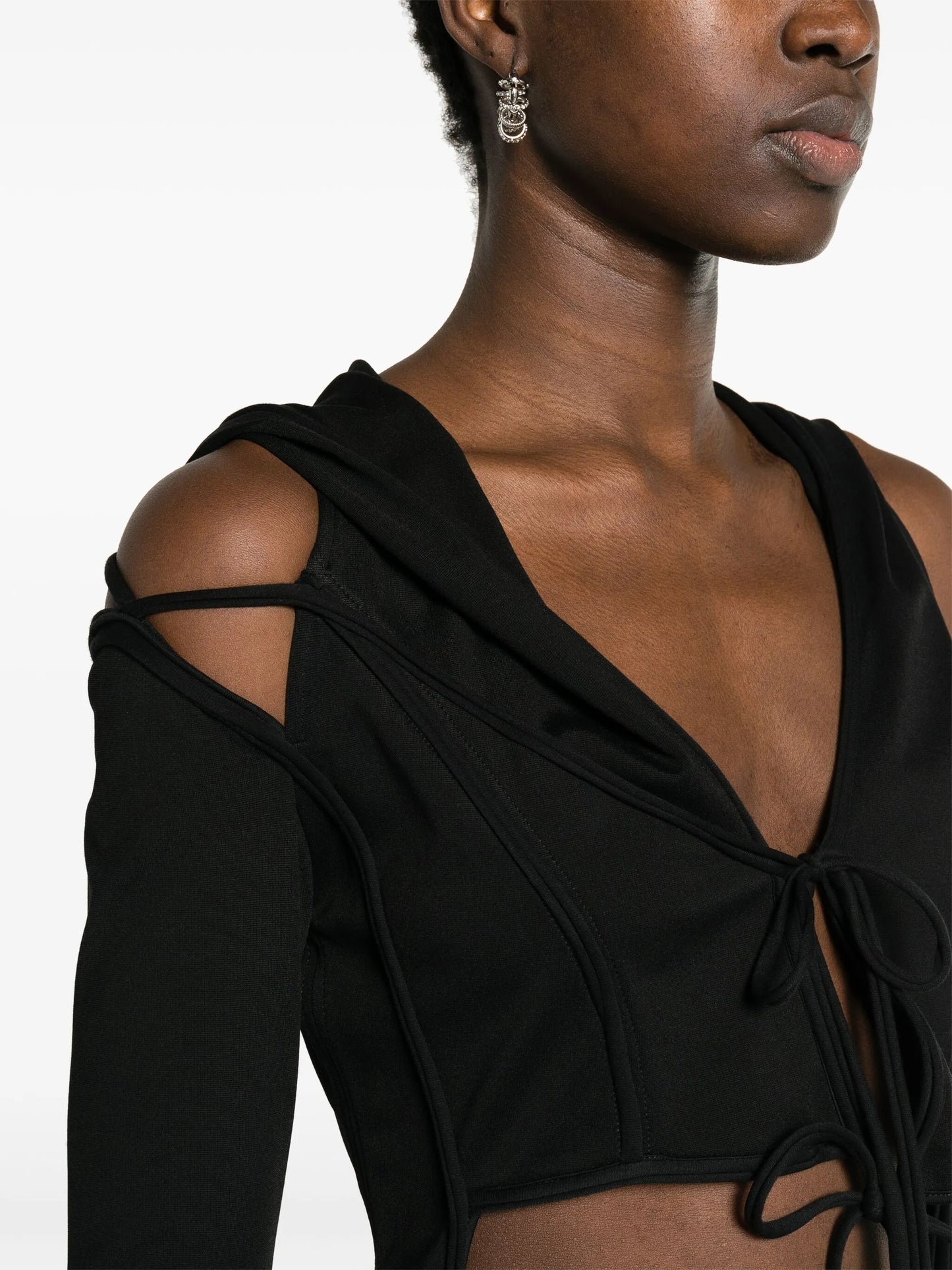 hooded tied cropped top