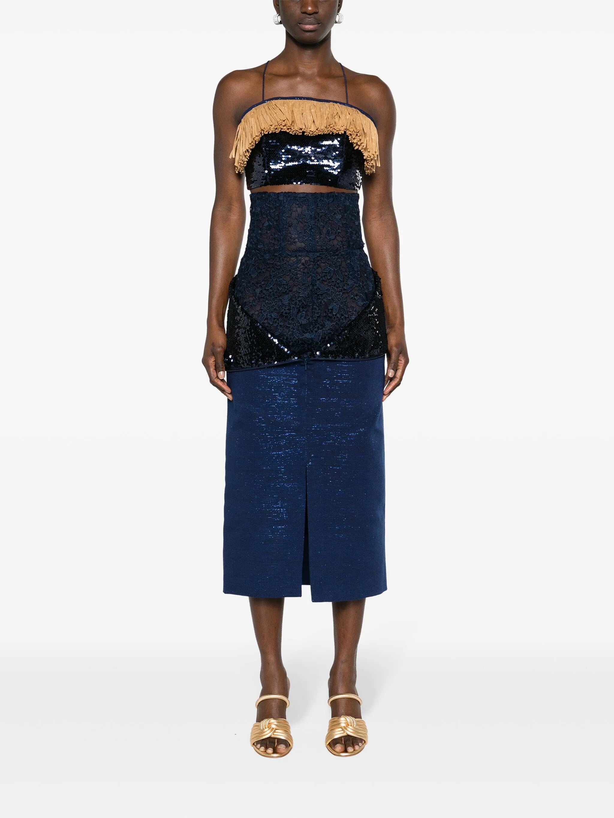 Mlamli sequinned crop top