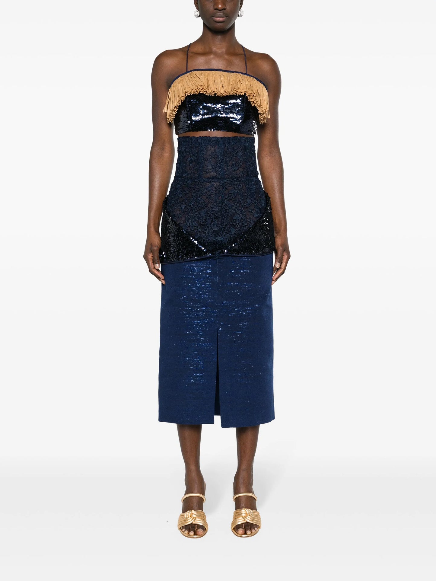 Mlamli sequinned crop top