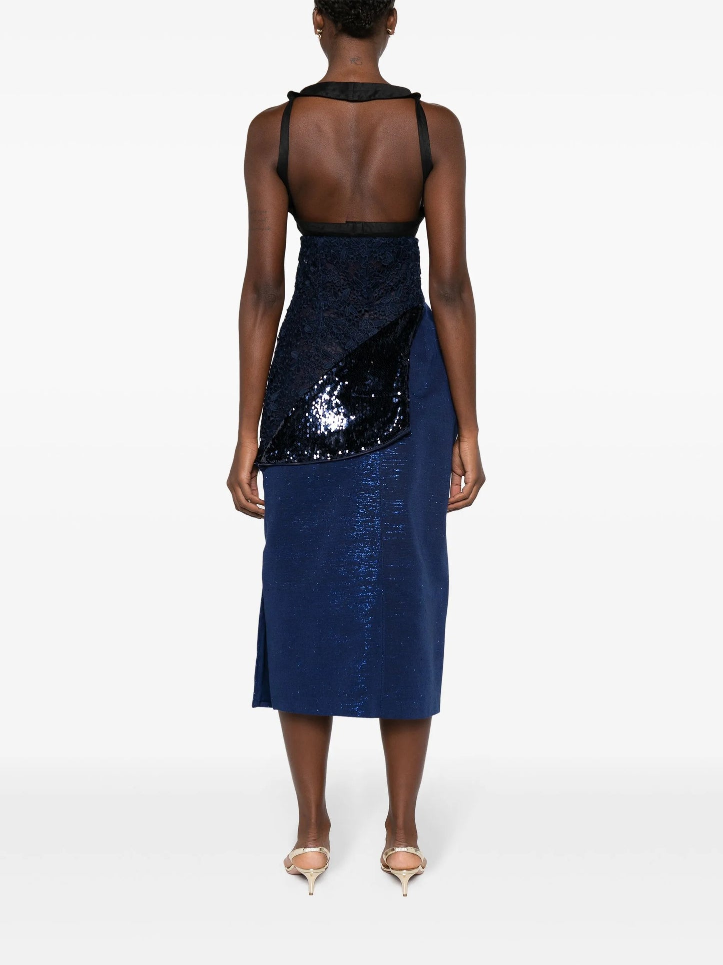 Jenn lace-panel midi skirt
