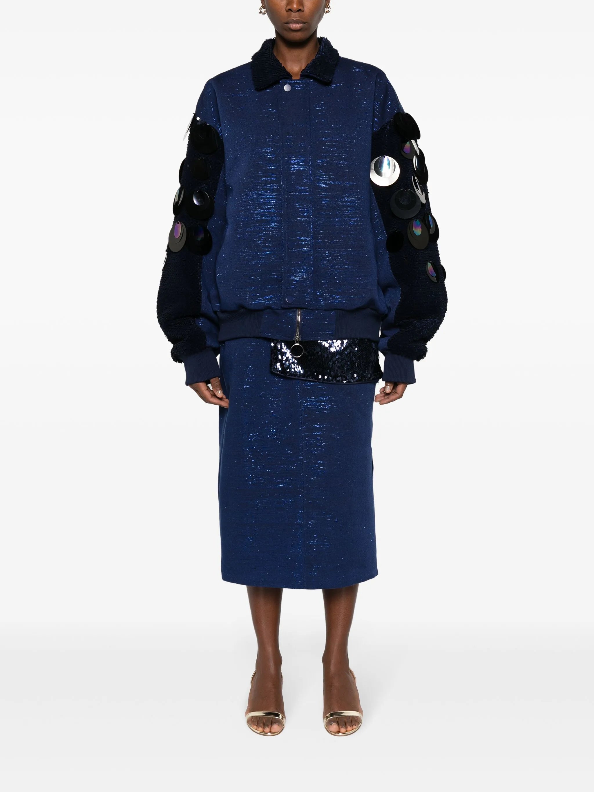 Jenn lace-panel midi skirt
