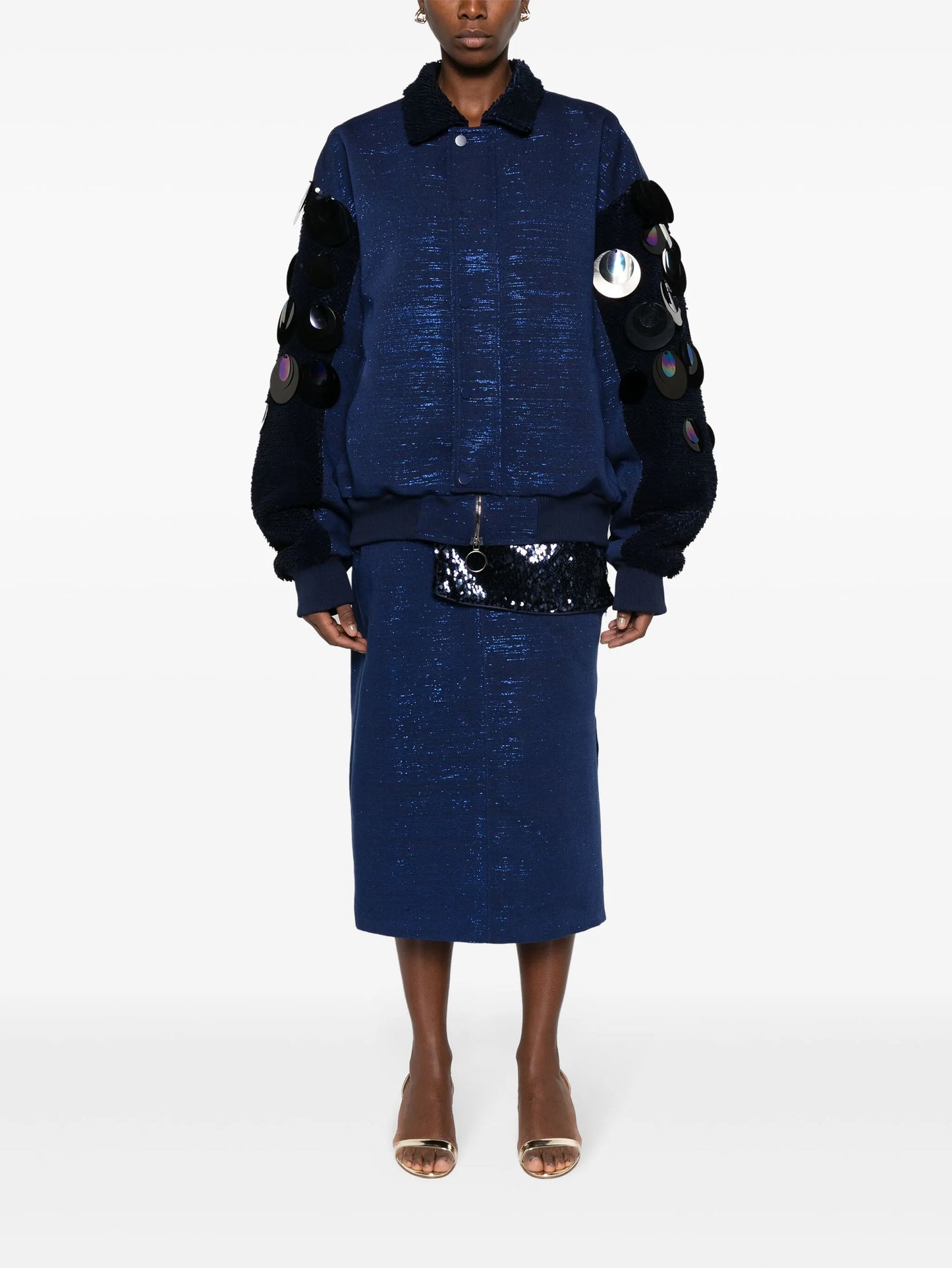 Jenn lace-panel midi skirt