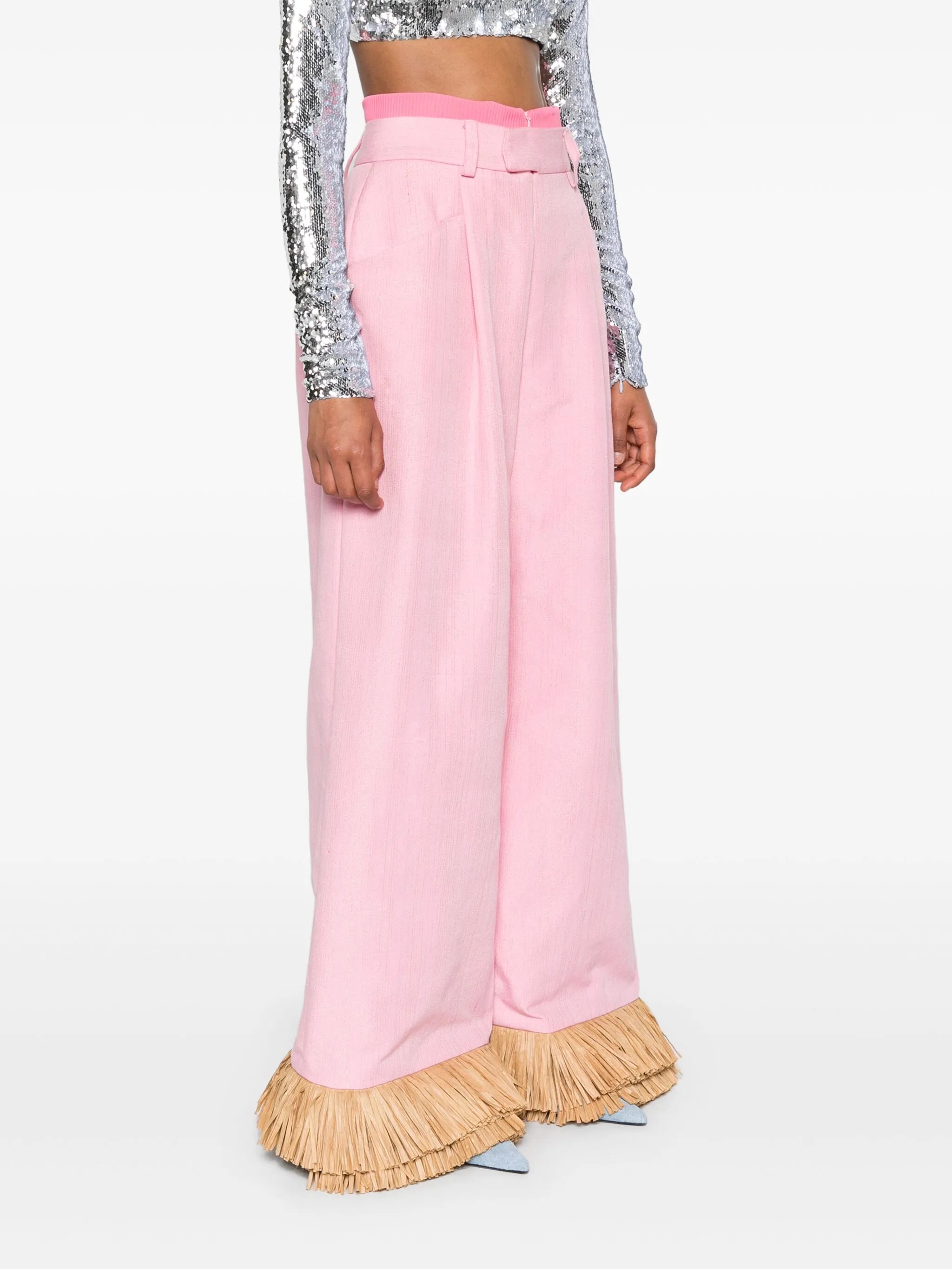 Street Sweeper fringed palazzo pants