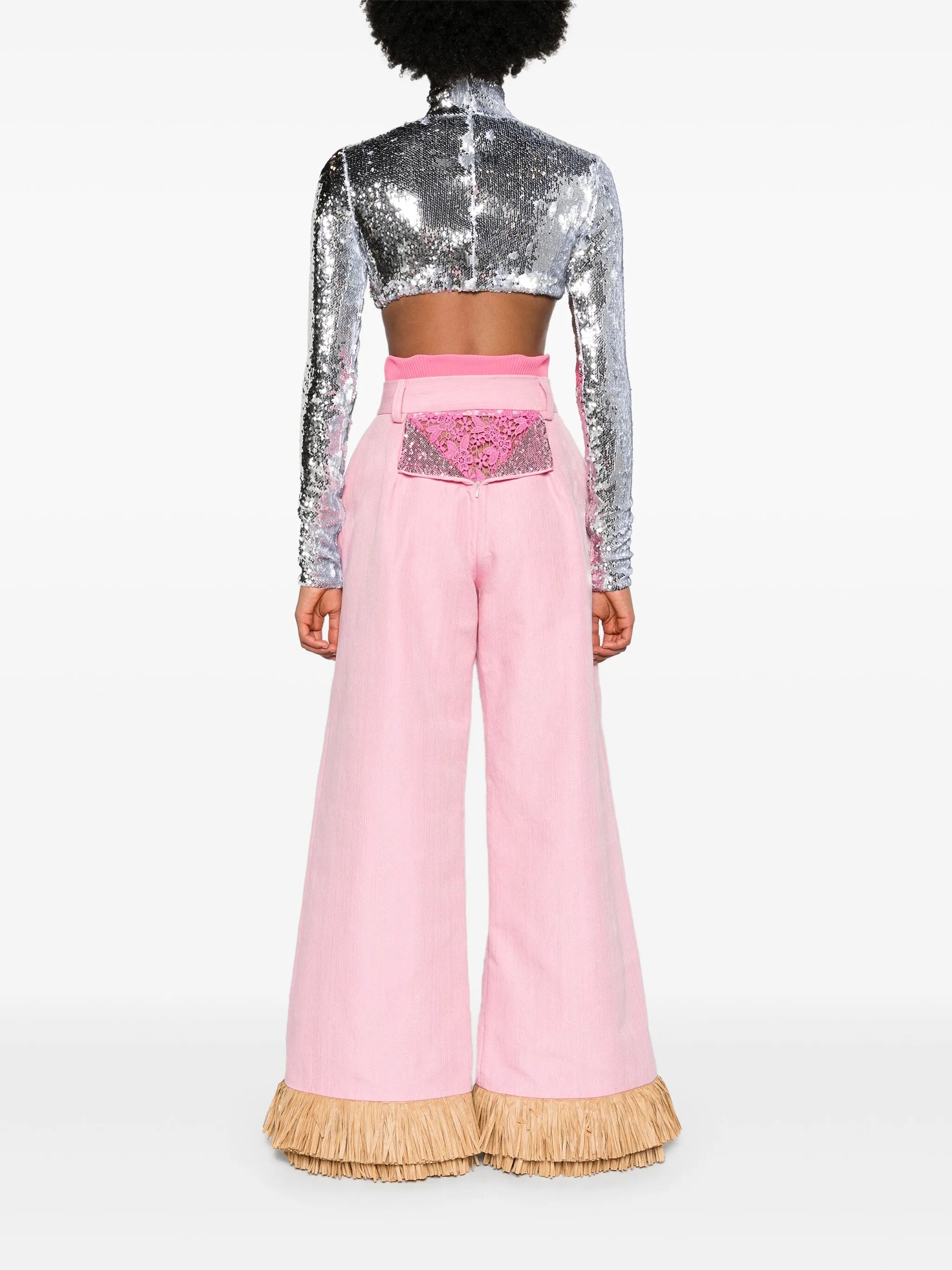 Street Sweeper fringed palazzo pants