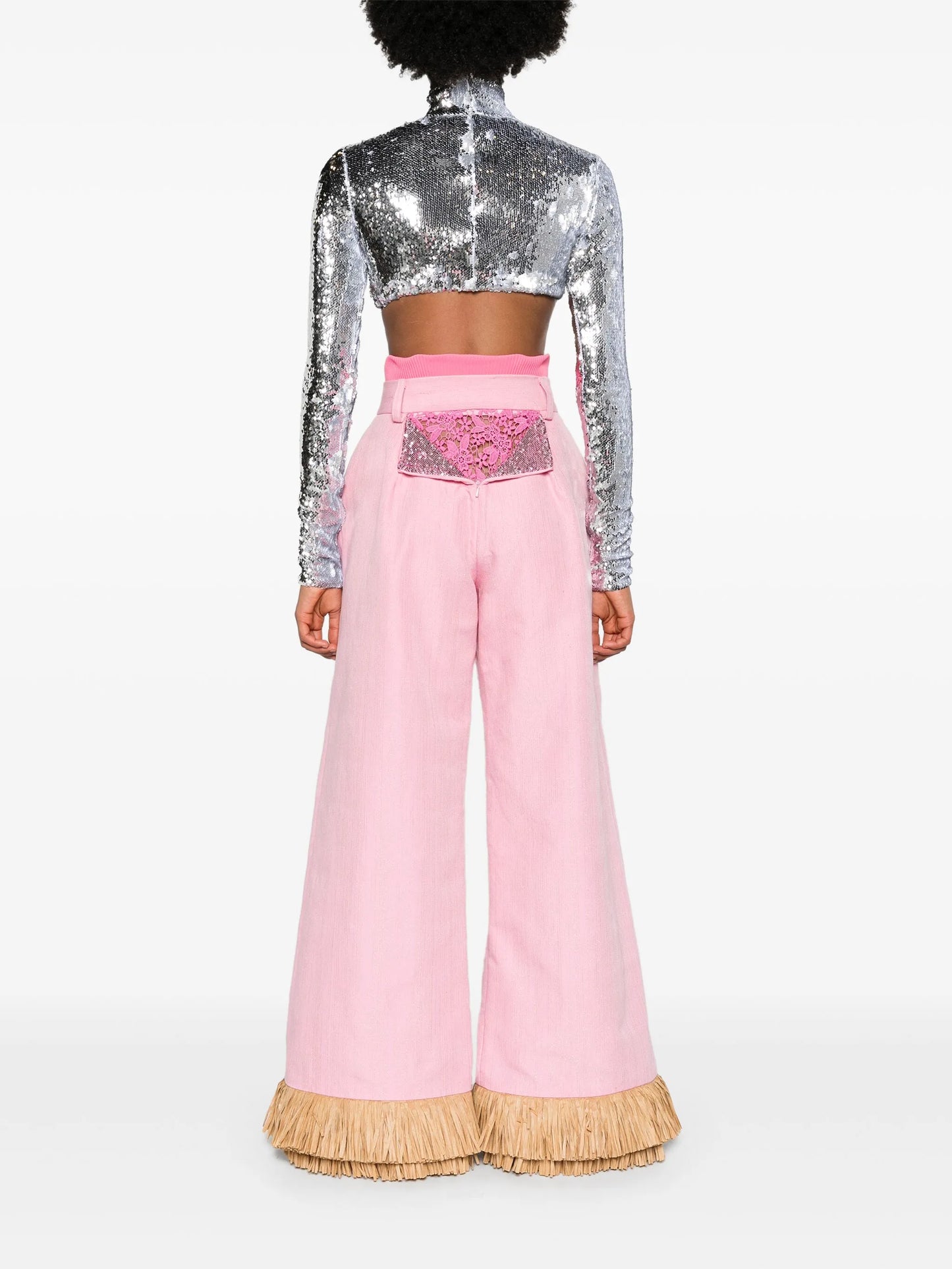Street Sweeper fringed palazzo pants