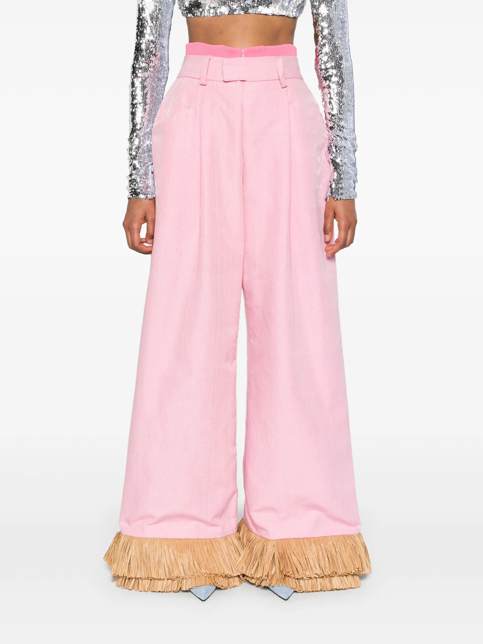Street Sweeper fringed palazzo pants