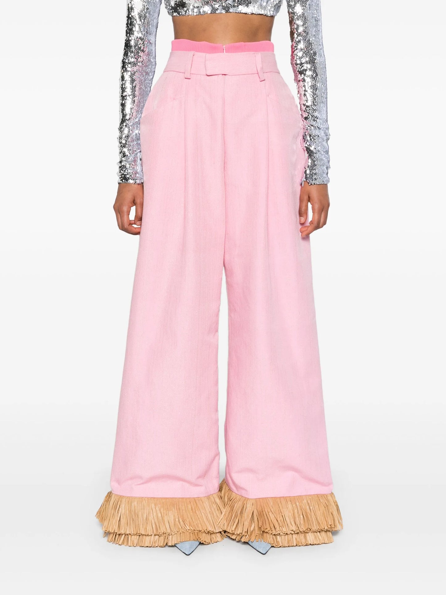 Street Sweeper fringed palazzo pants