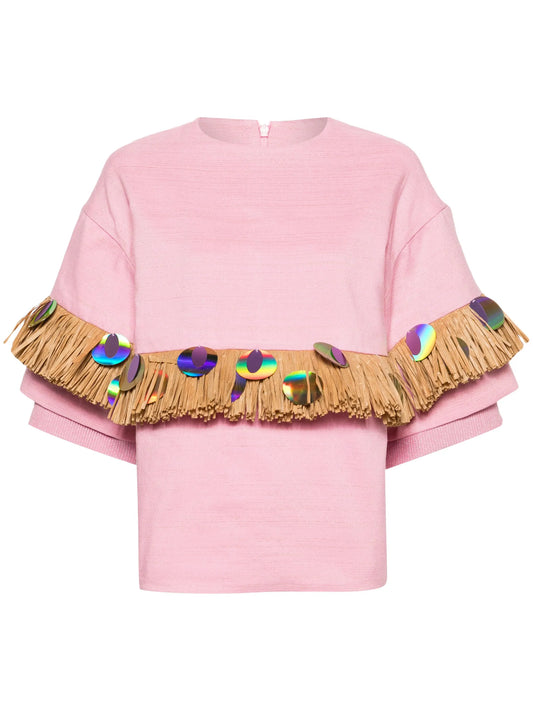 Gambaga Kente fringed T-shirt