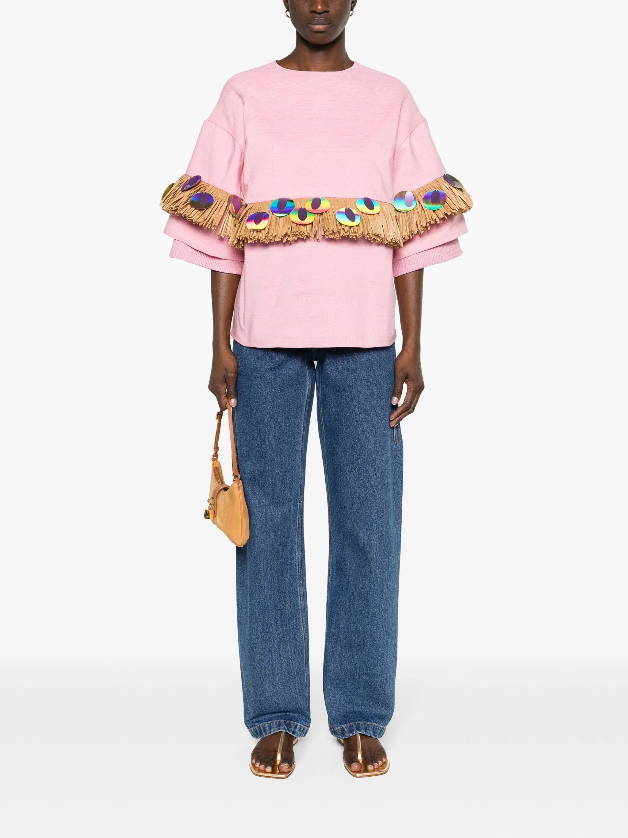Gambaga Kente fringed T-shirt