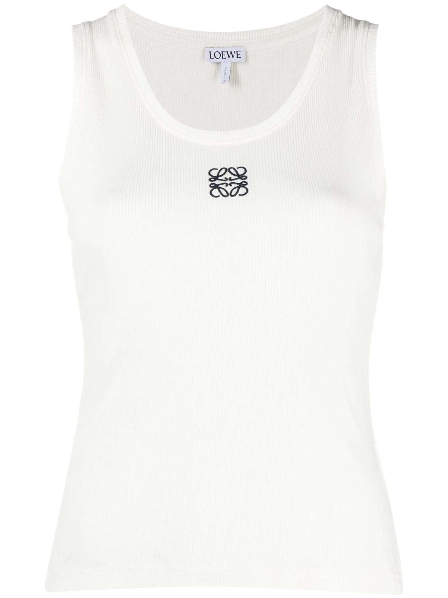 Anagram-embroidered ribbed-knit tank top