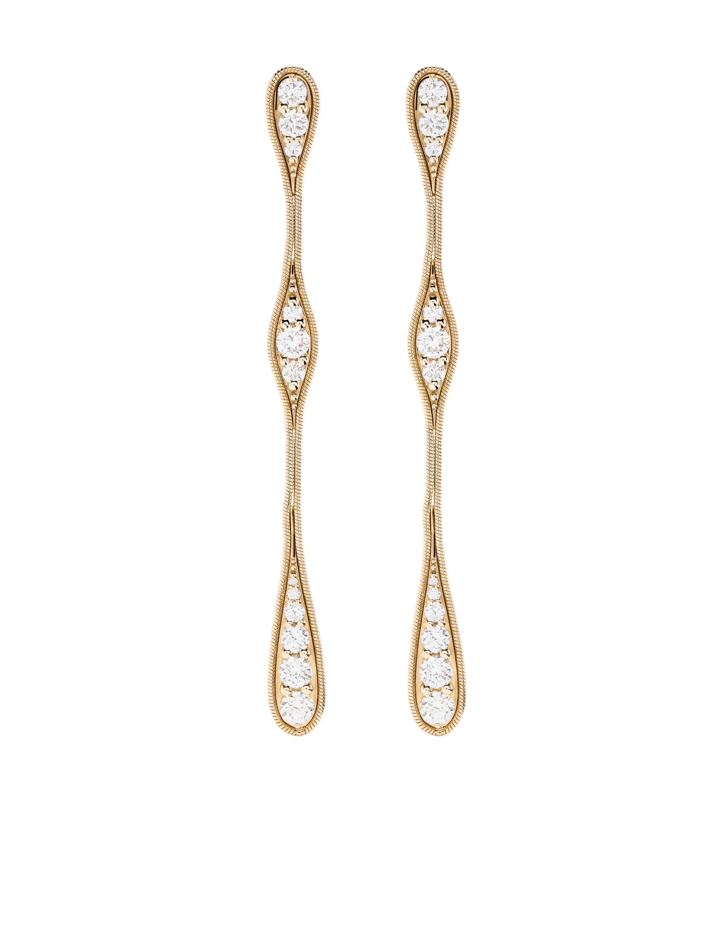 18kt Yellow Gold Fluid diamond drop earrings