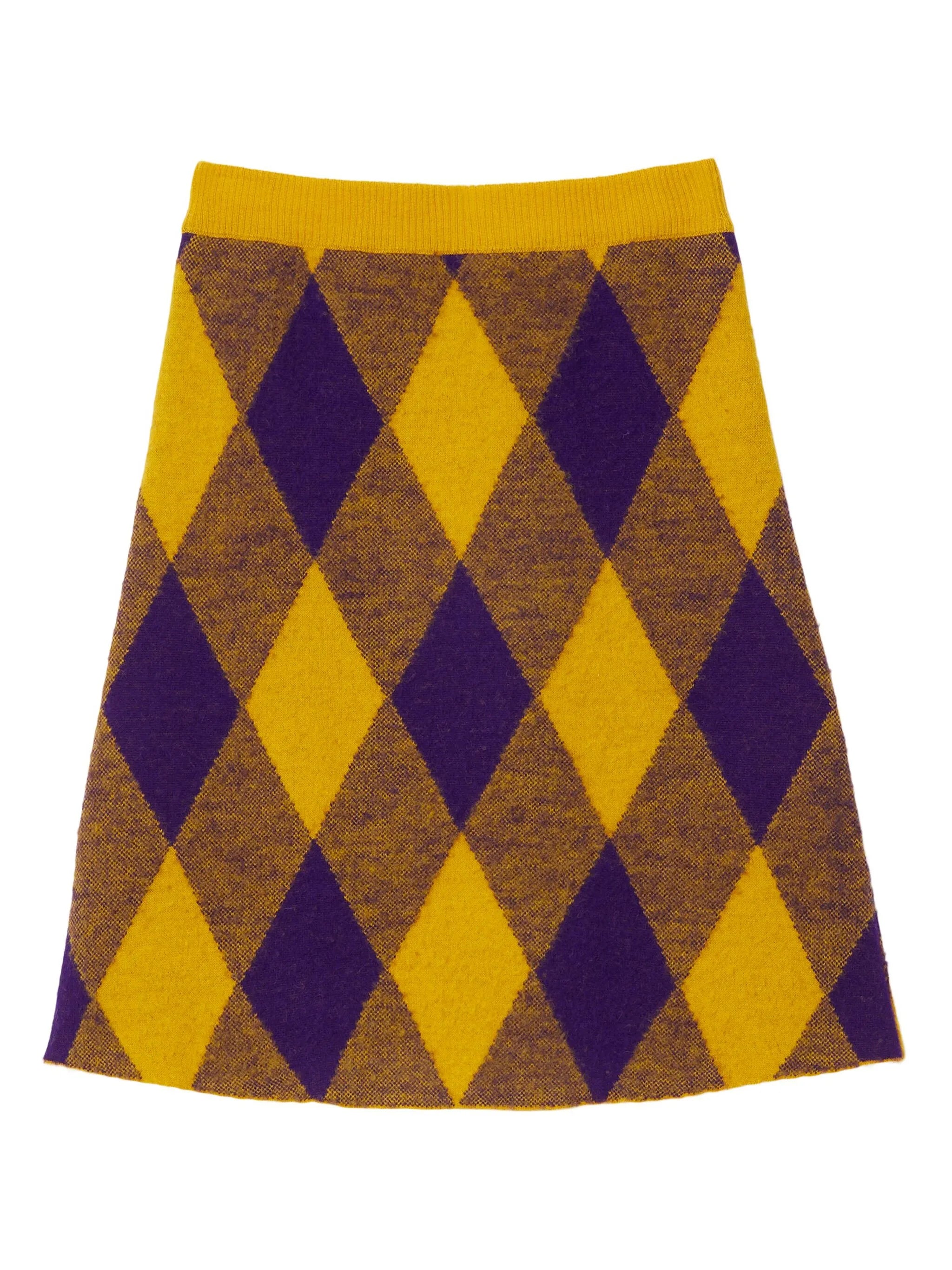 Argyle check-pattern knitted skirt