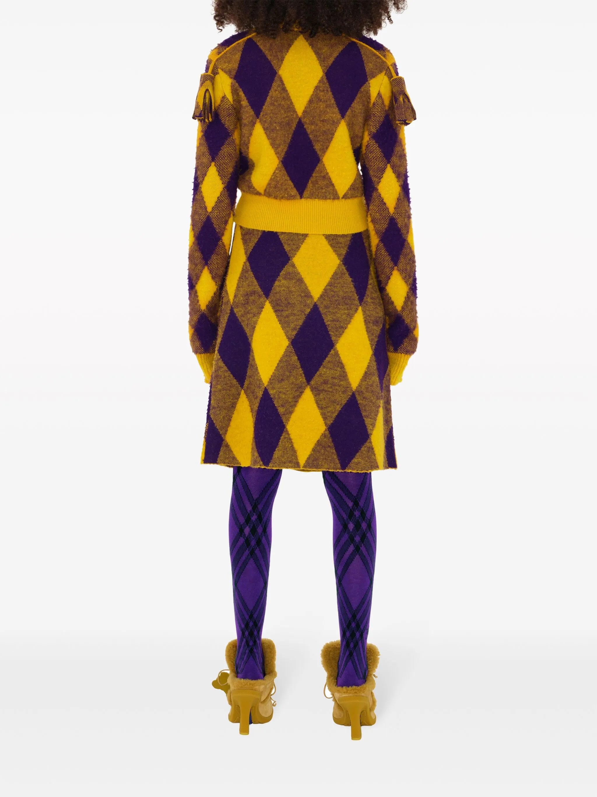 Argyle check-pattern knitted skirt
