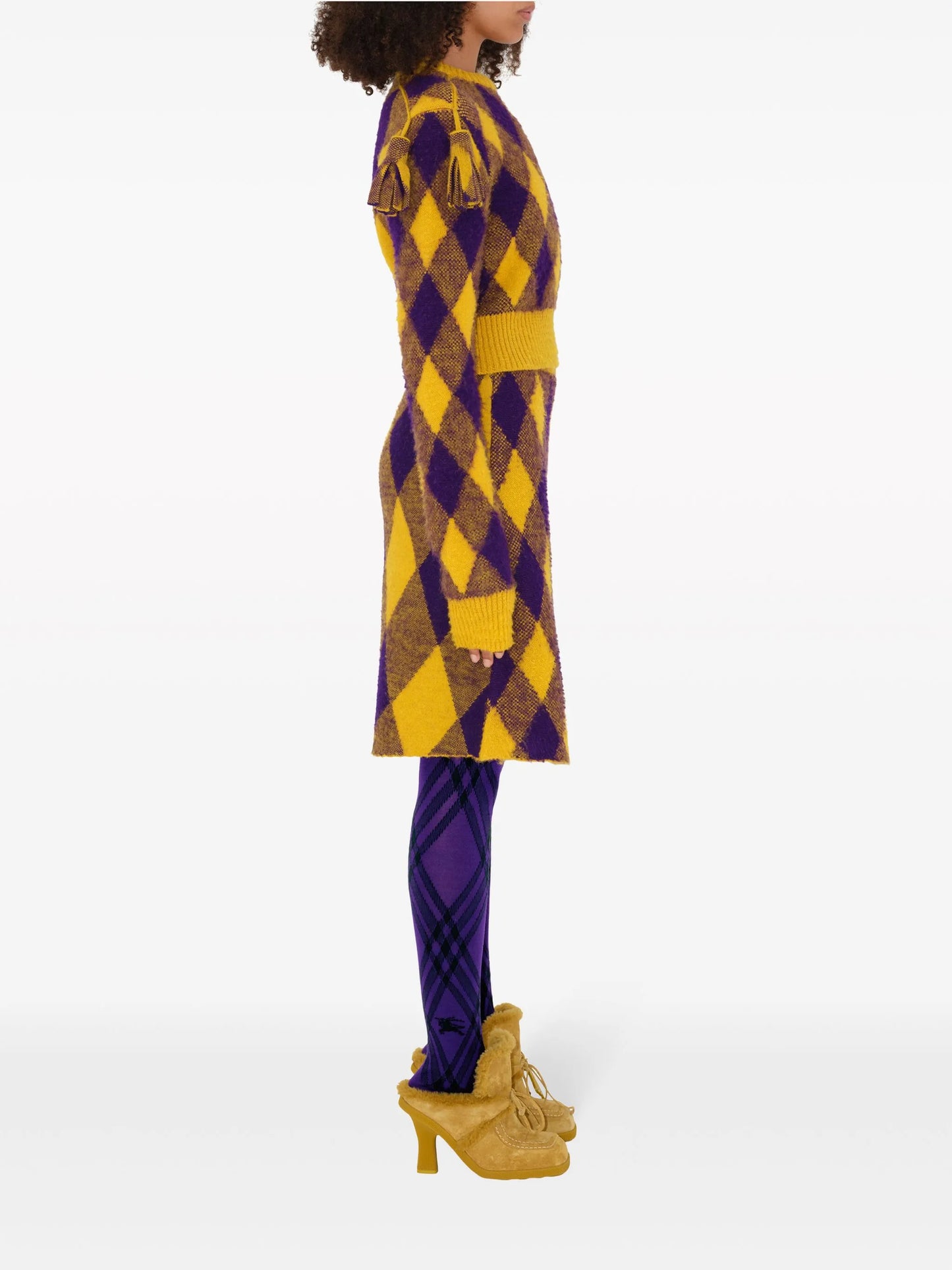 Argyle check-pattern knitted skirt