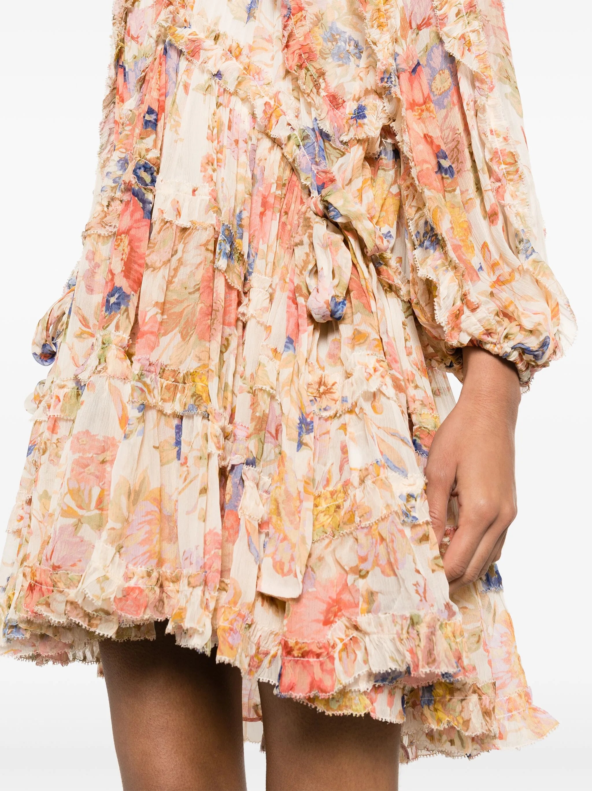 August Billow Frill floral-motif mini dress