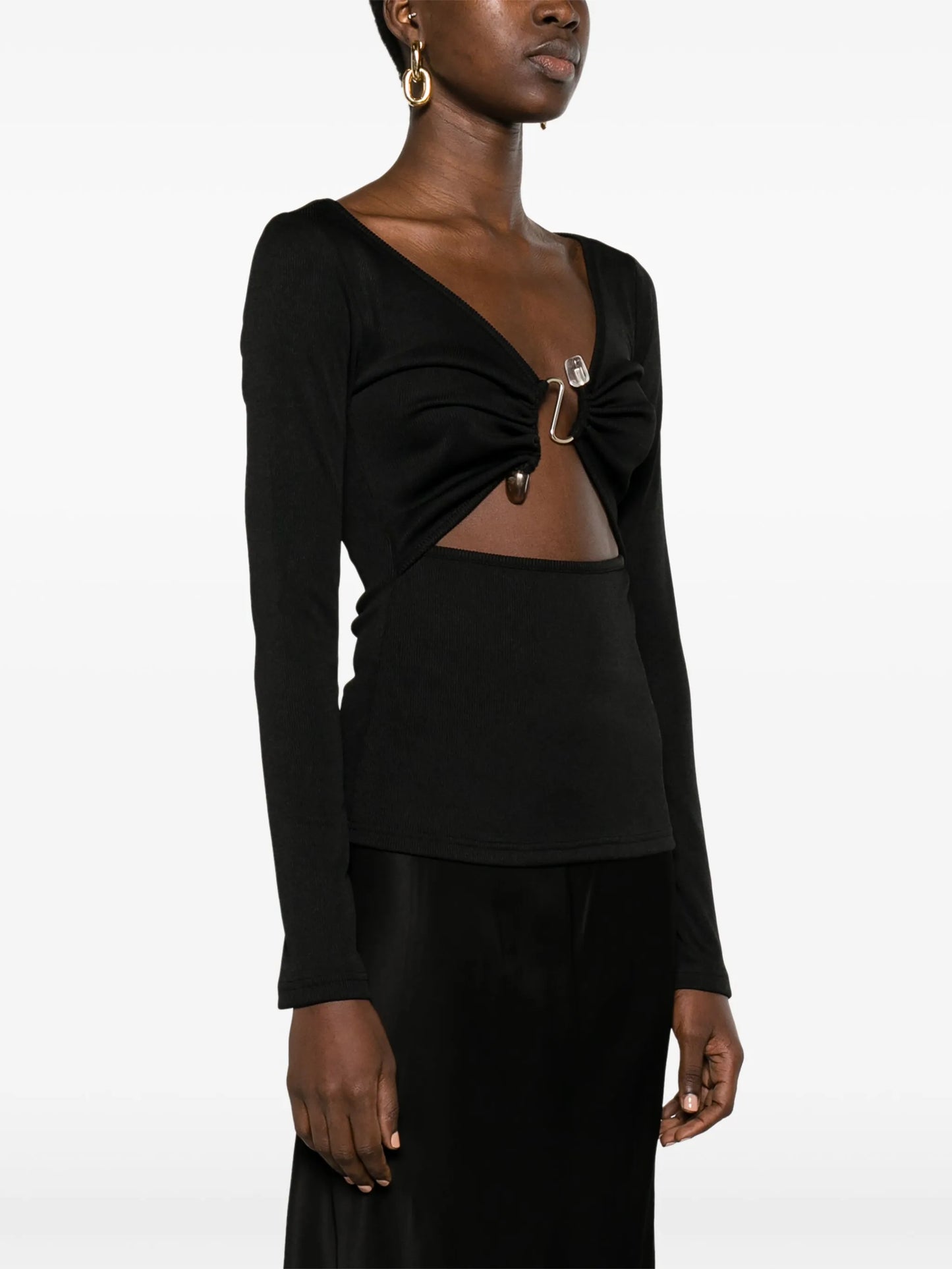Callisto embellished ribbed-knit top