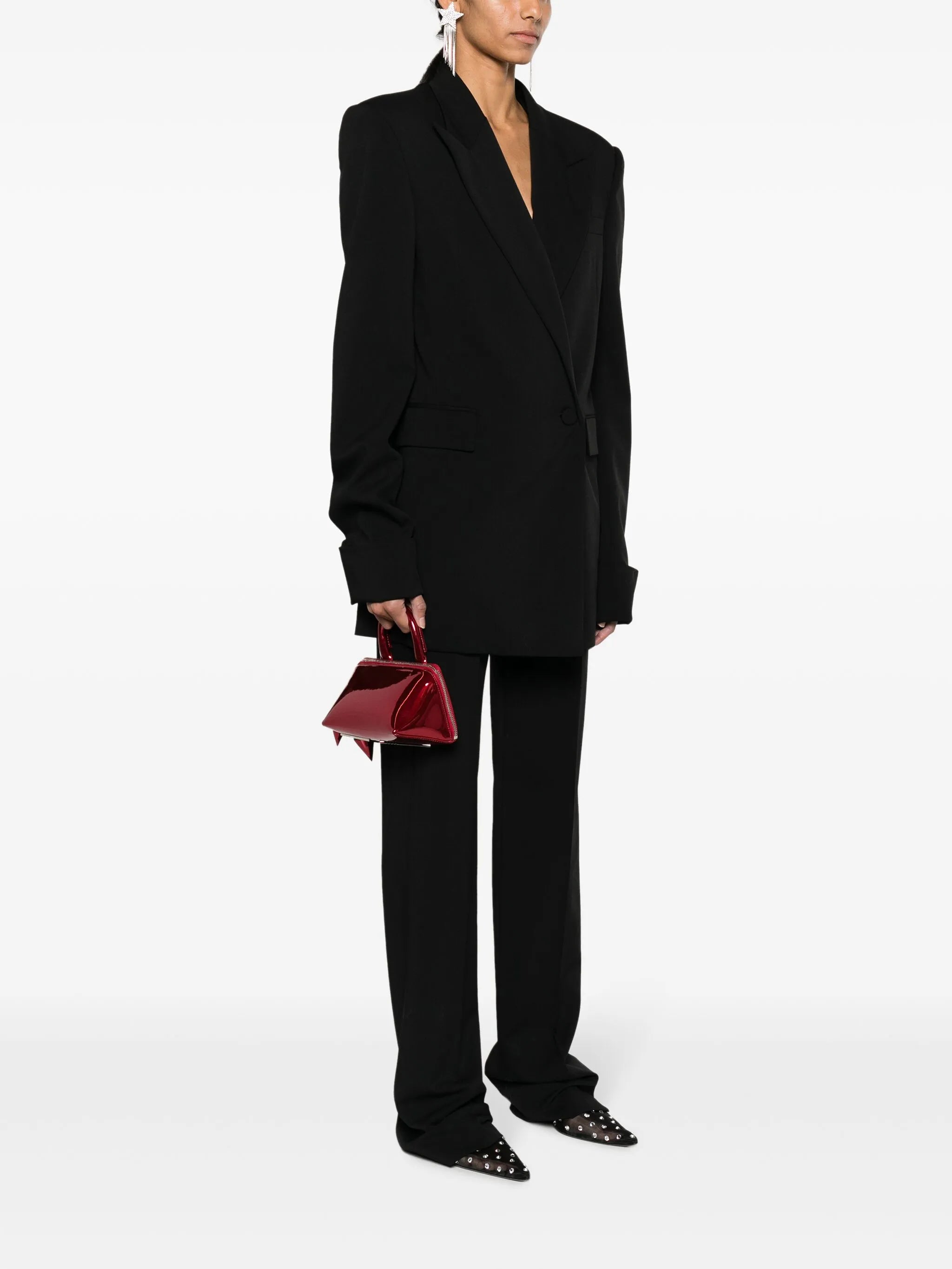 Friday laminated leather shoulder bag