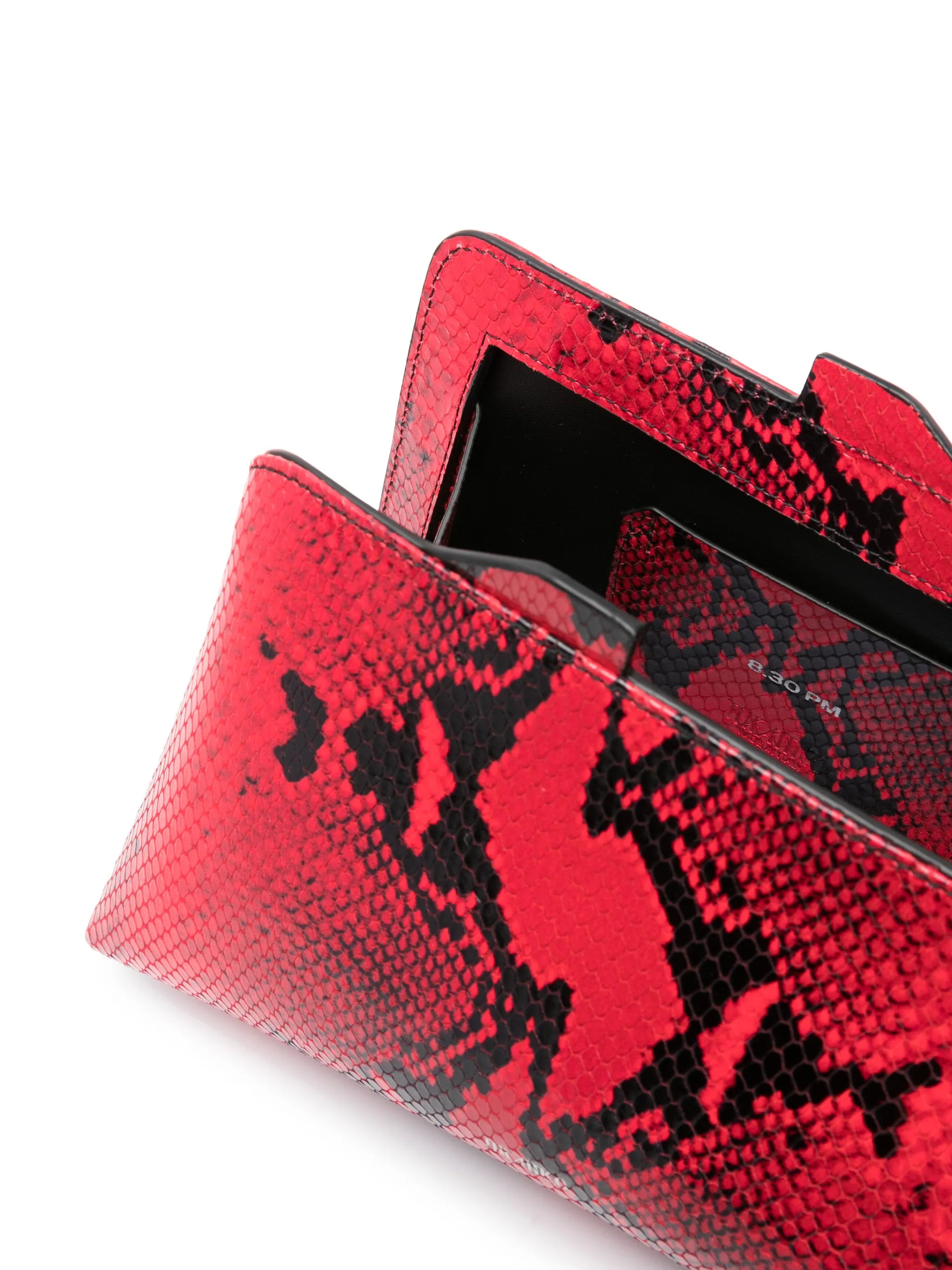8:30 PM snakeskin-print clutch