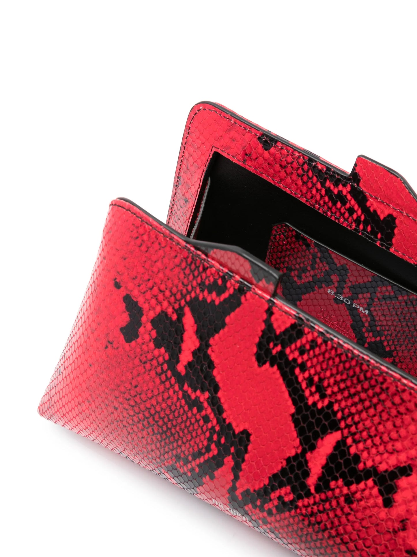 8:30 PM snakeskin-print clutch