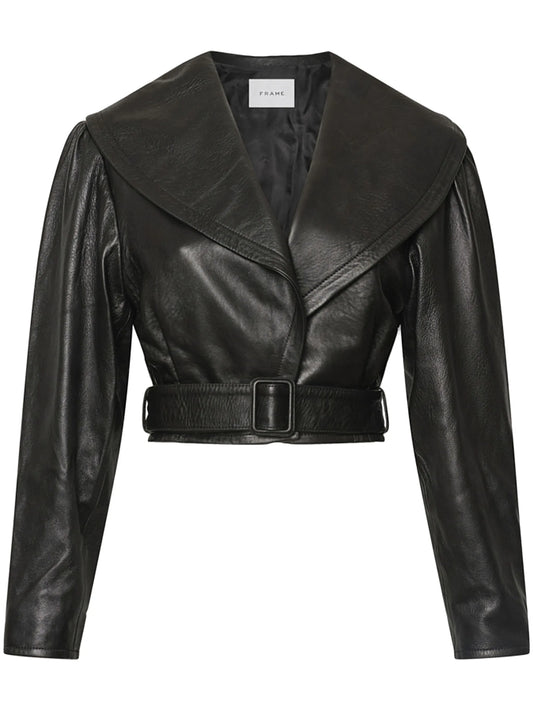 cropped leather jacket