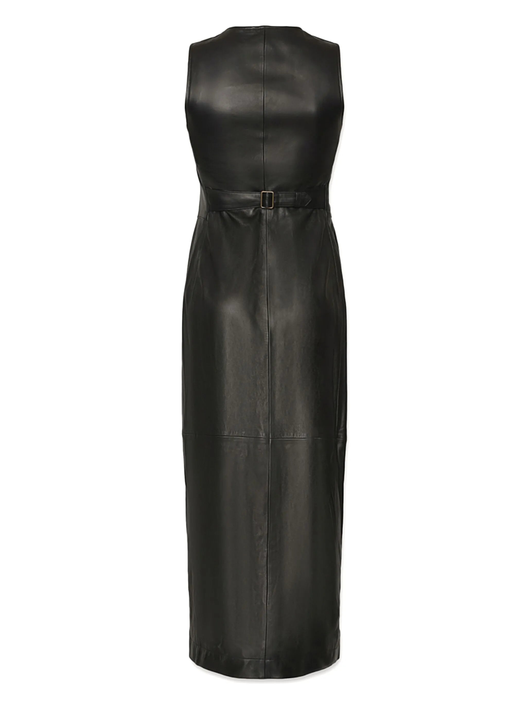 button-down leather midi dress