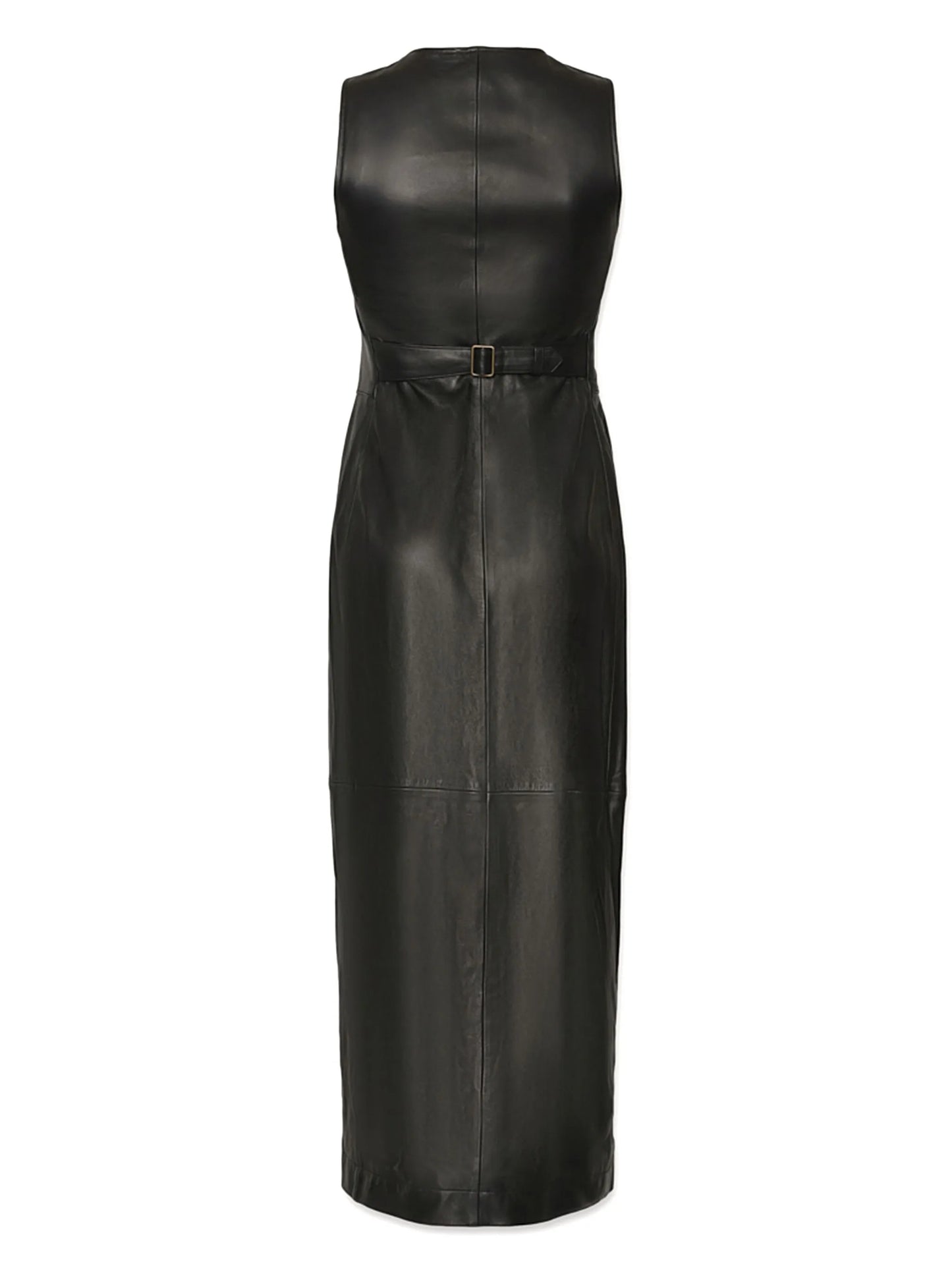 button-down leather midi dress