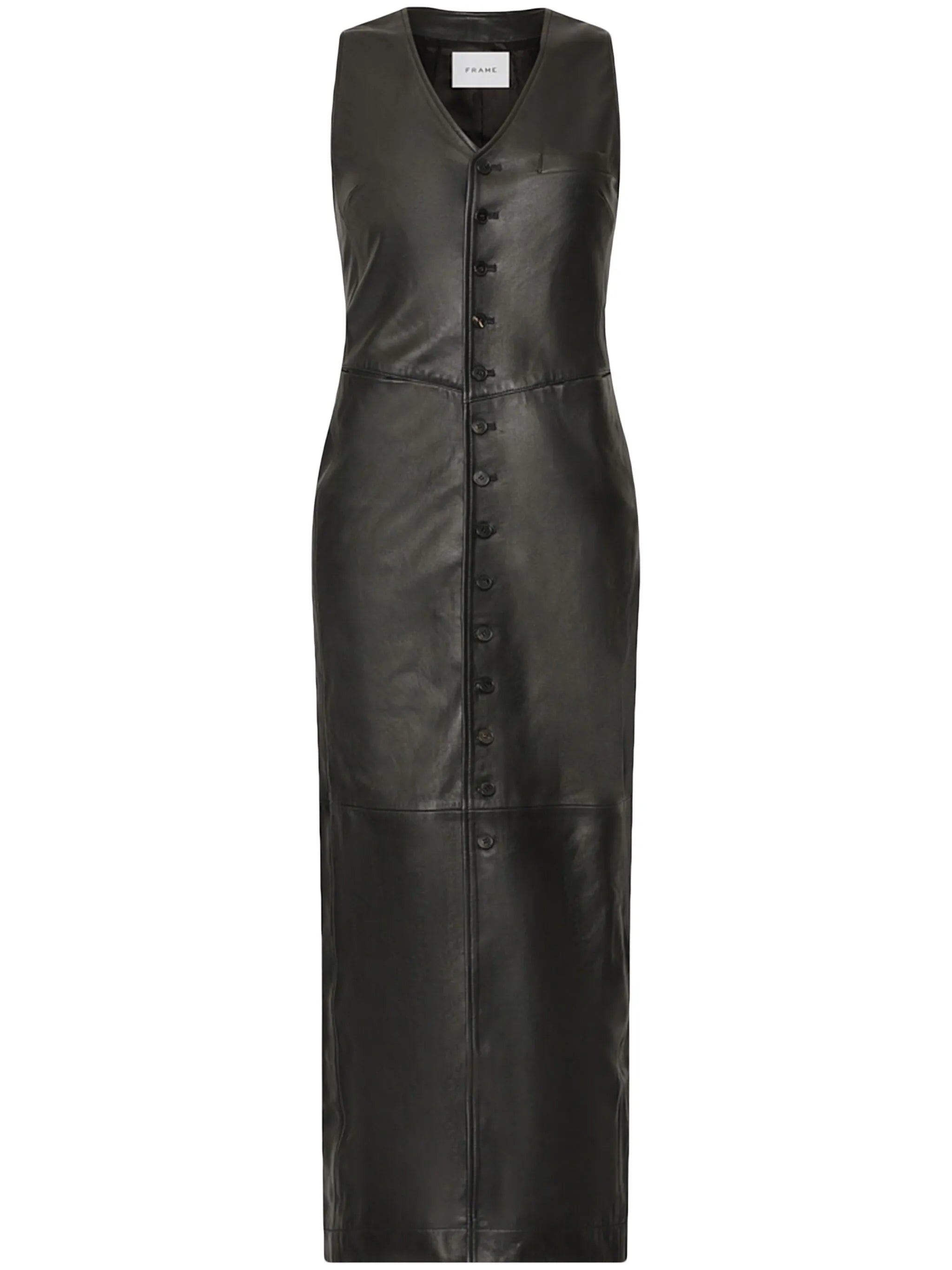 button-down leather midi dress