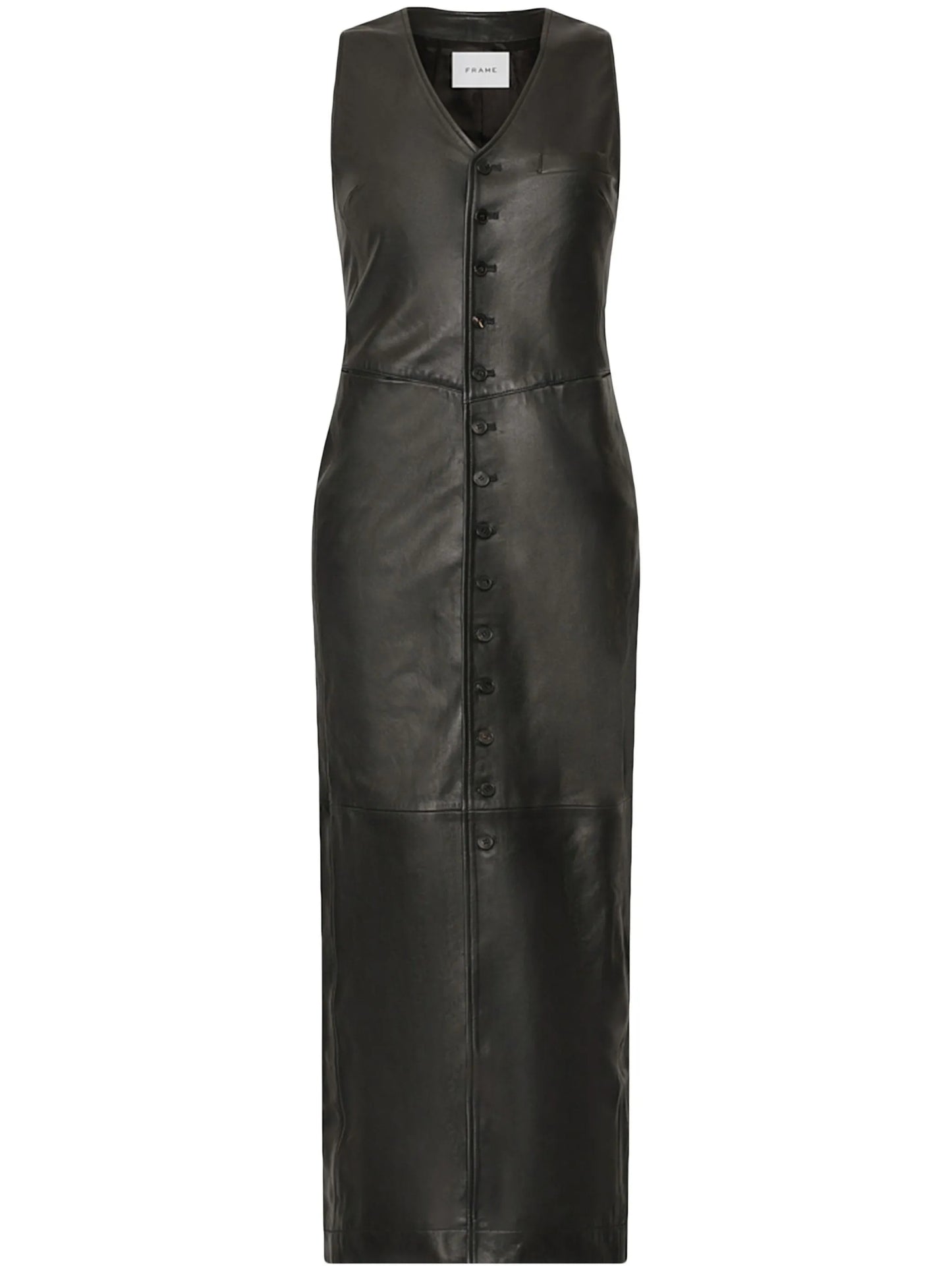 button-down leather midi dress