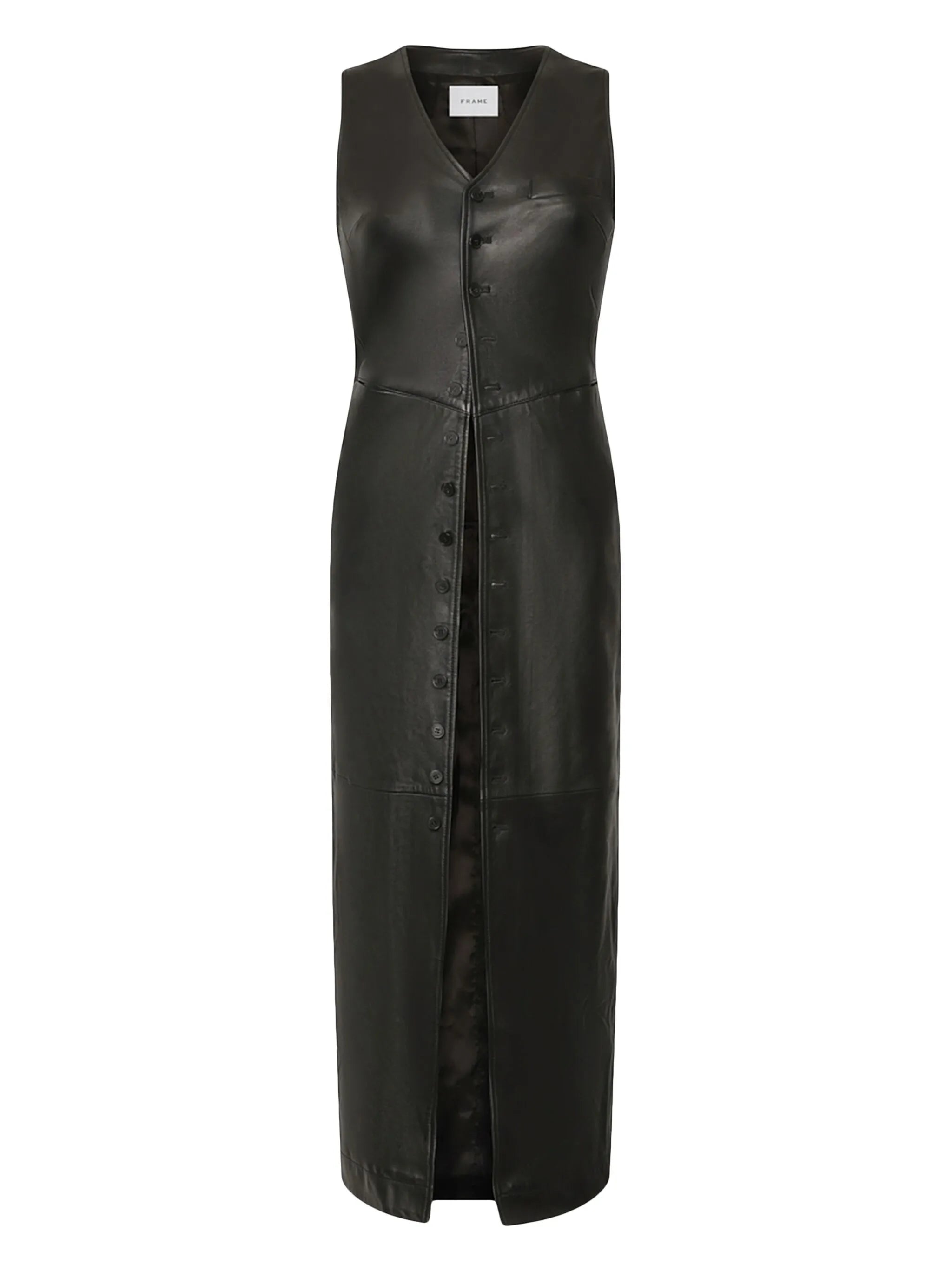 button-down leather midi dress