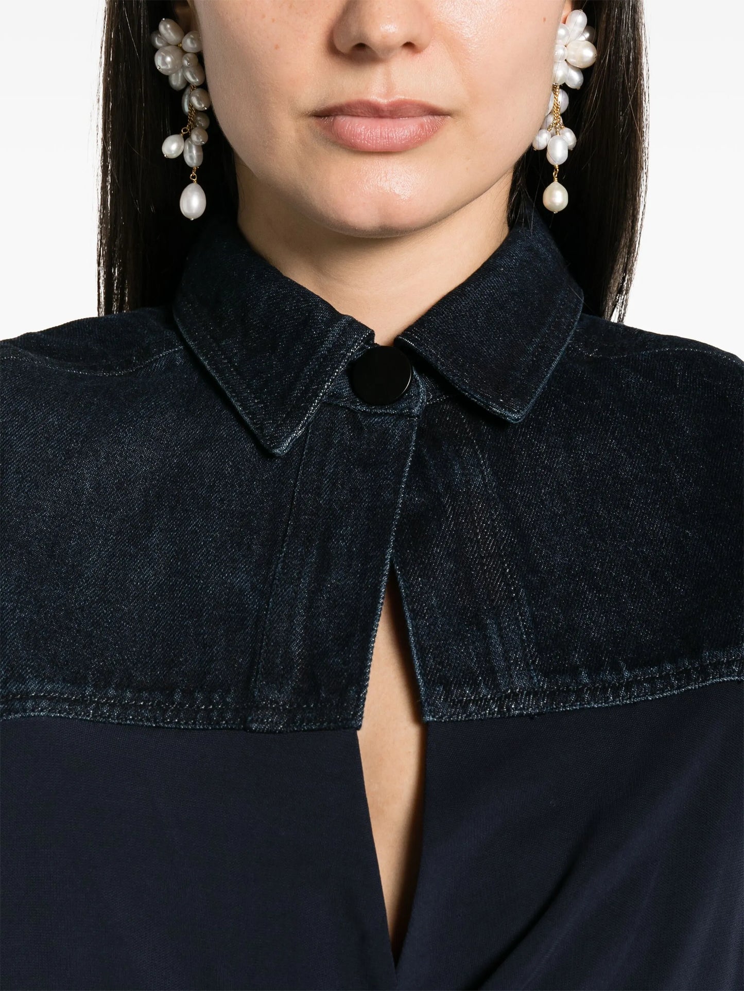Sevilla denim wrap cropped top