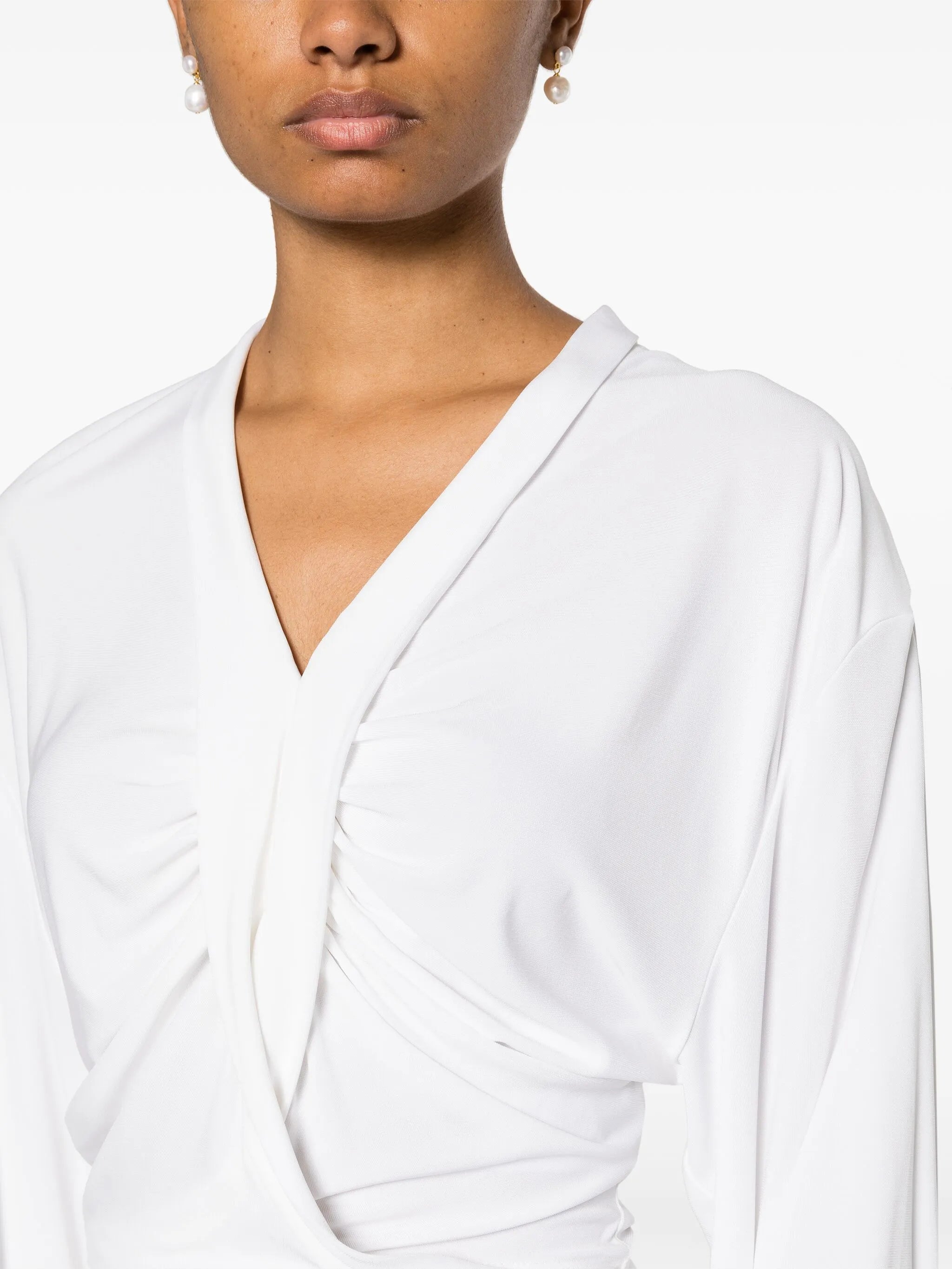 Carved crossover-detailing cropped blouse