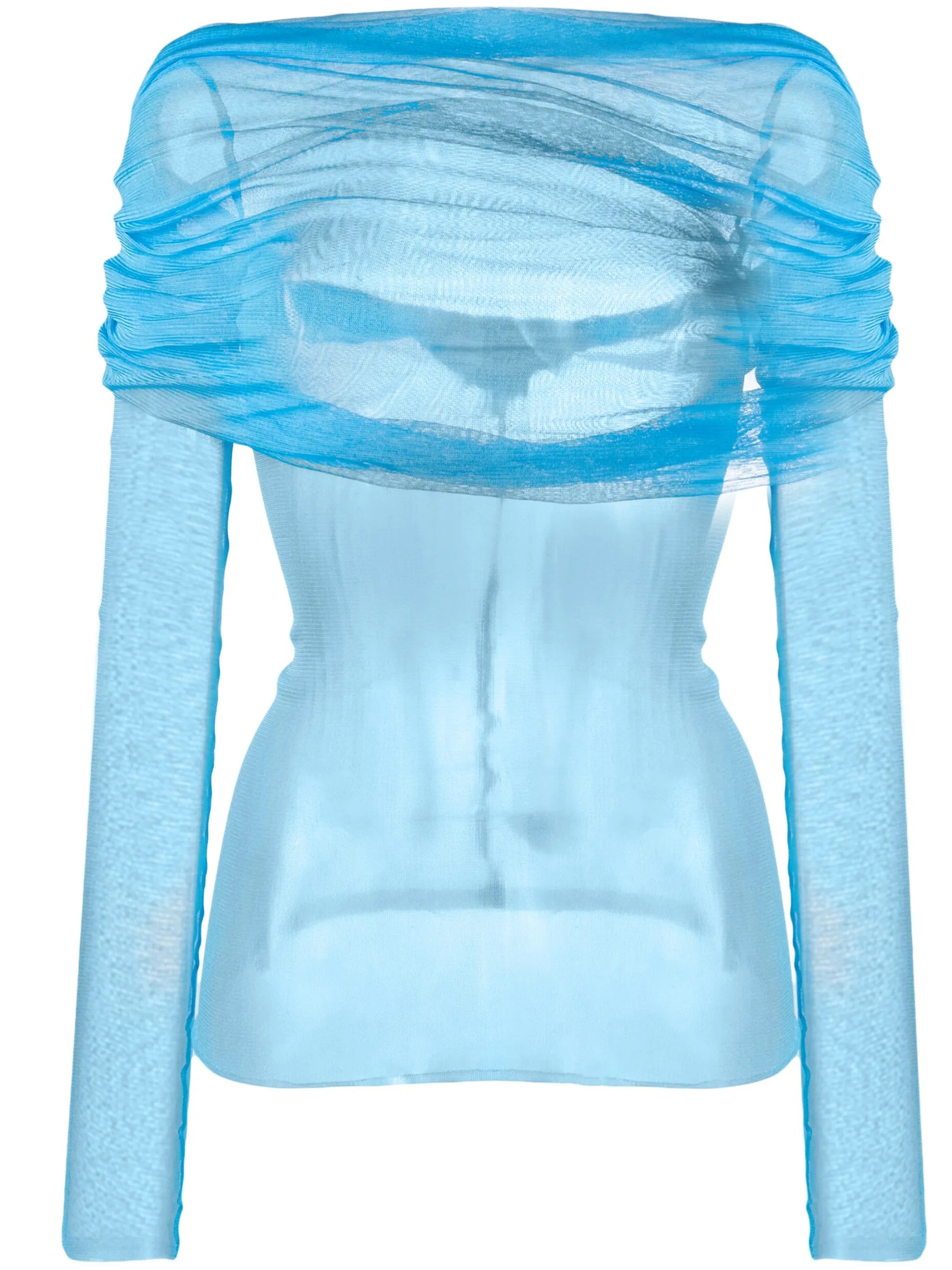 Veiled off-shoulder silk top