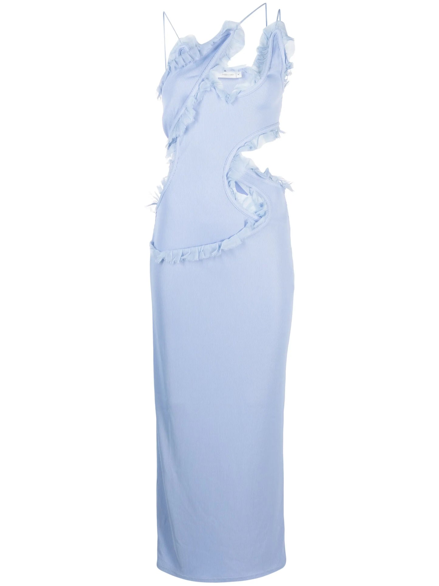 Carina ruffle-trim ribbed-knit maxi dress