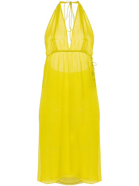 halterneck silk midi dress