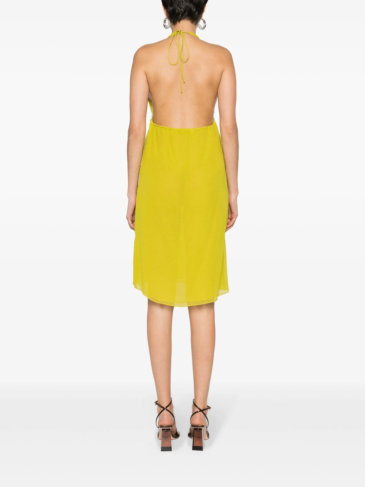 halterneck silk midi dress