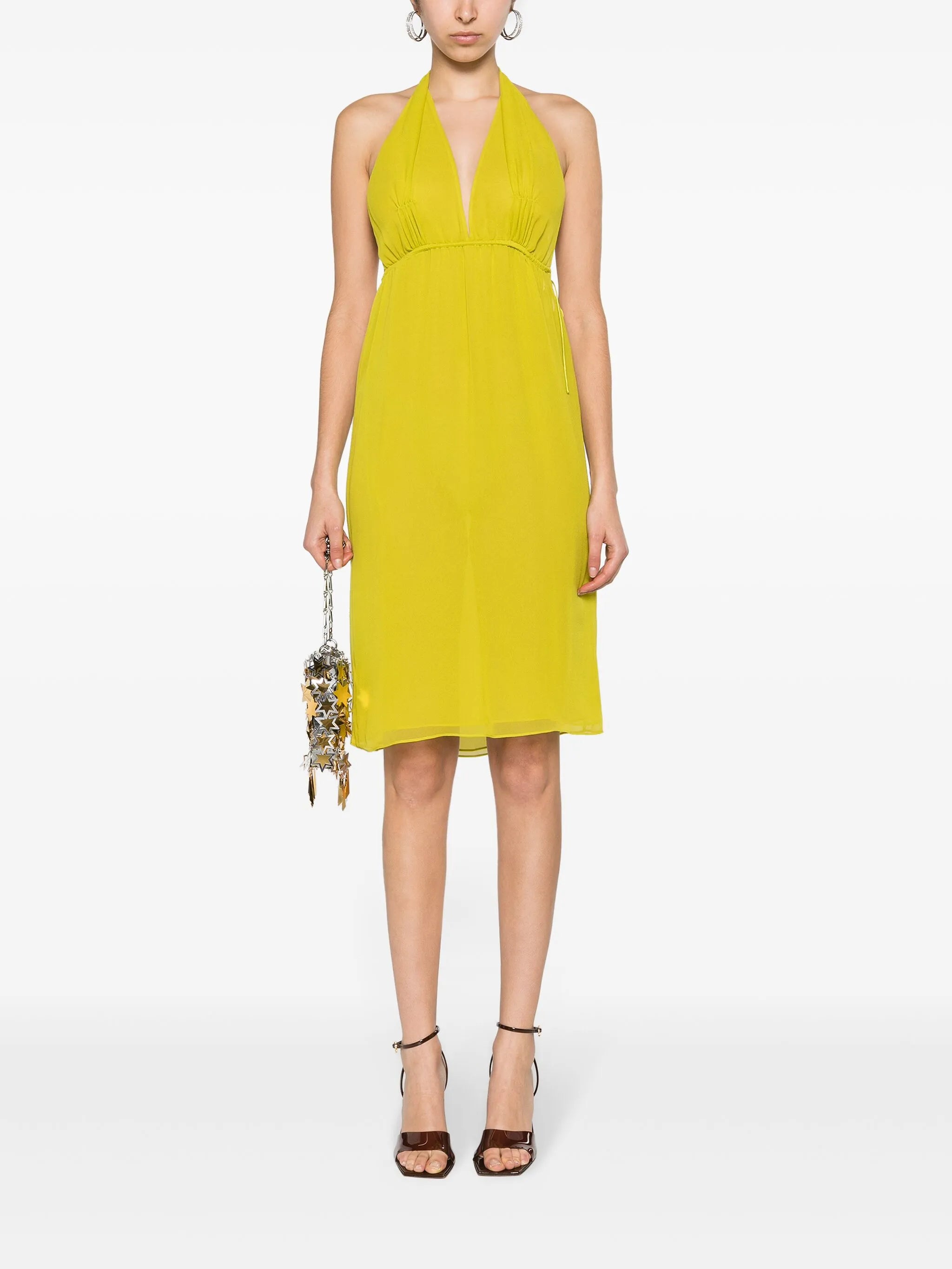 halterneck silk midi dress
