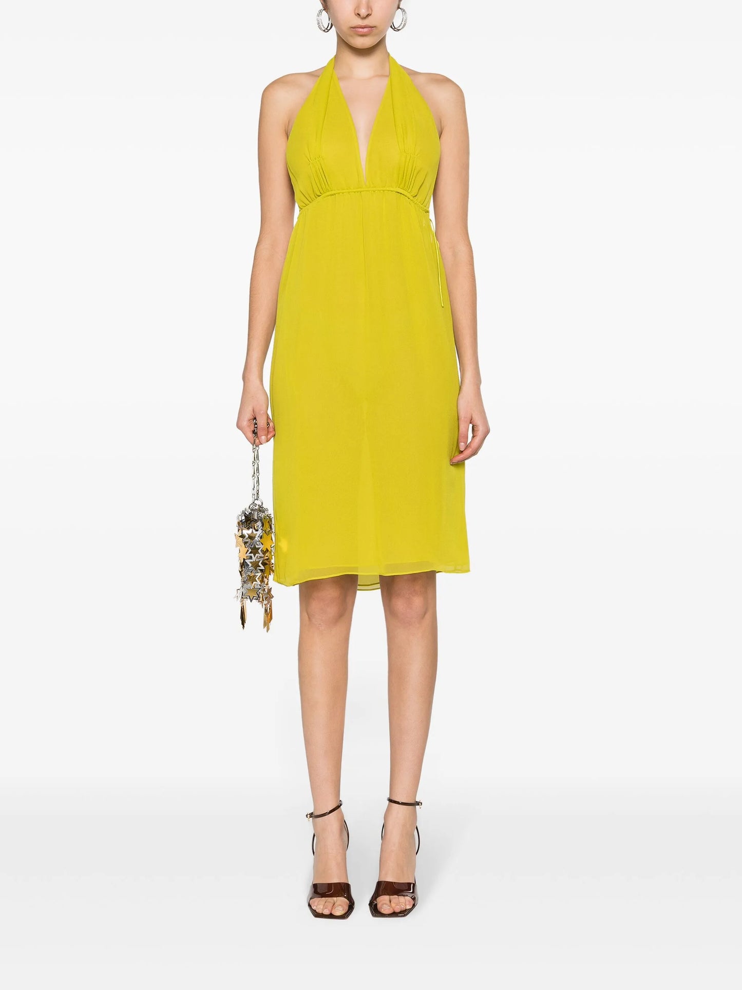 halterneck silk midi dress