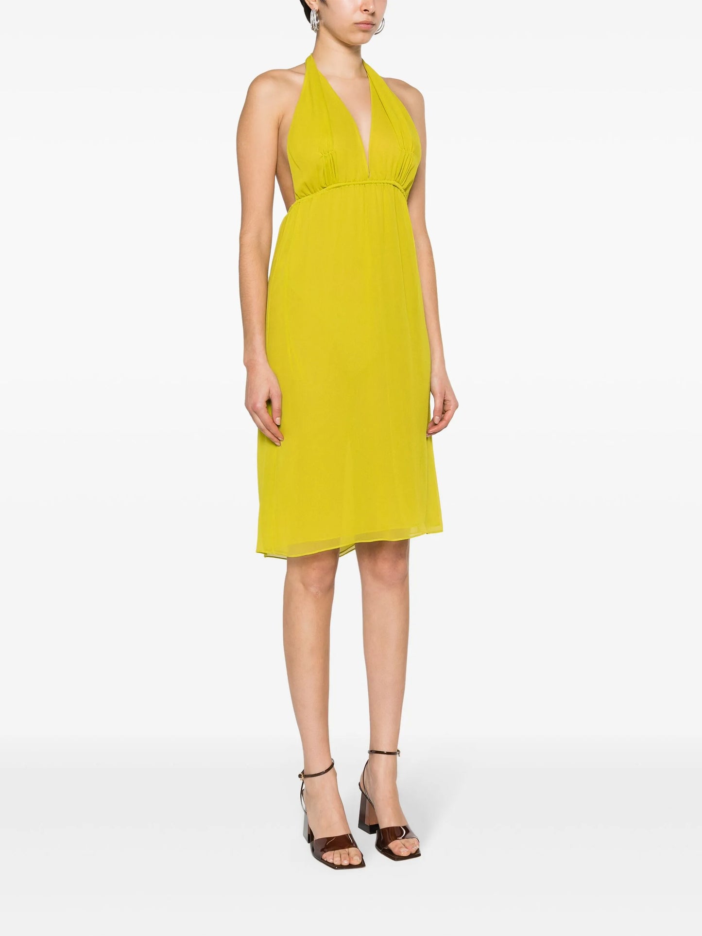 halterneck silk midi dress