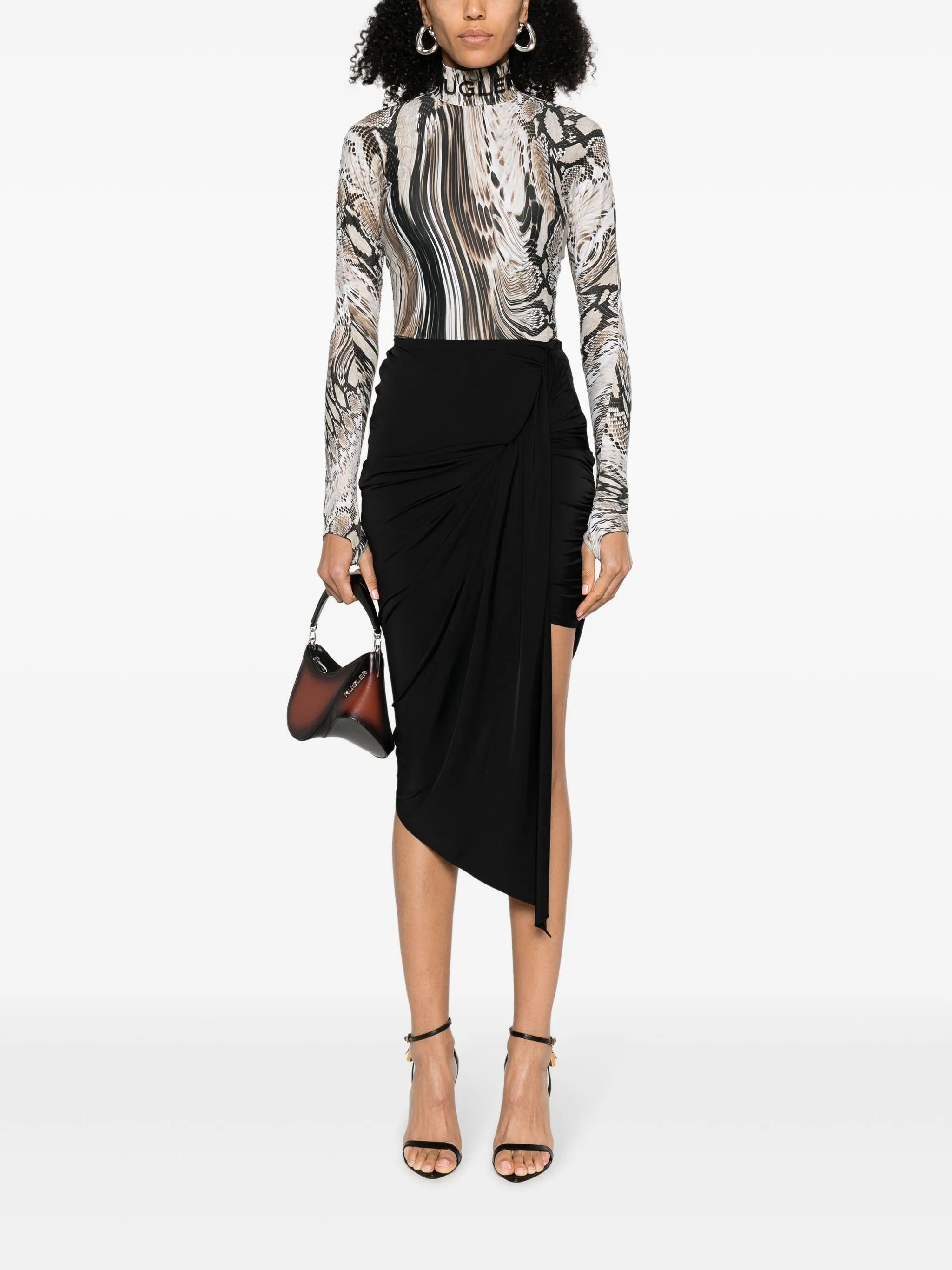 Warped Snakeskin-print bodysuit