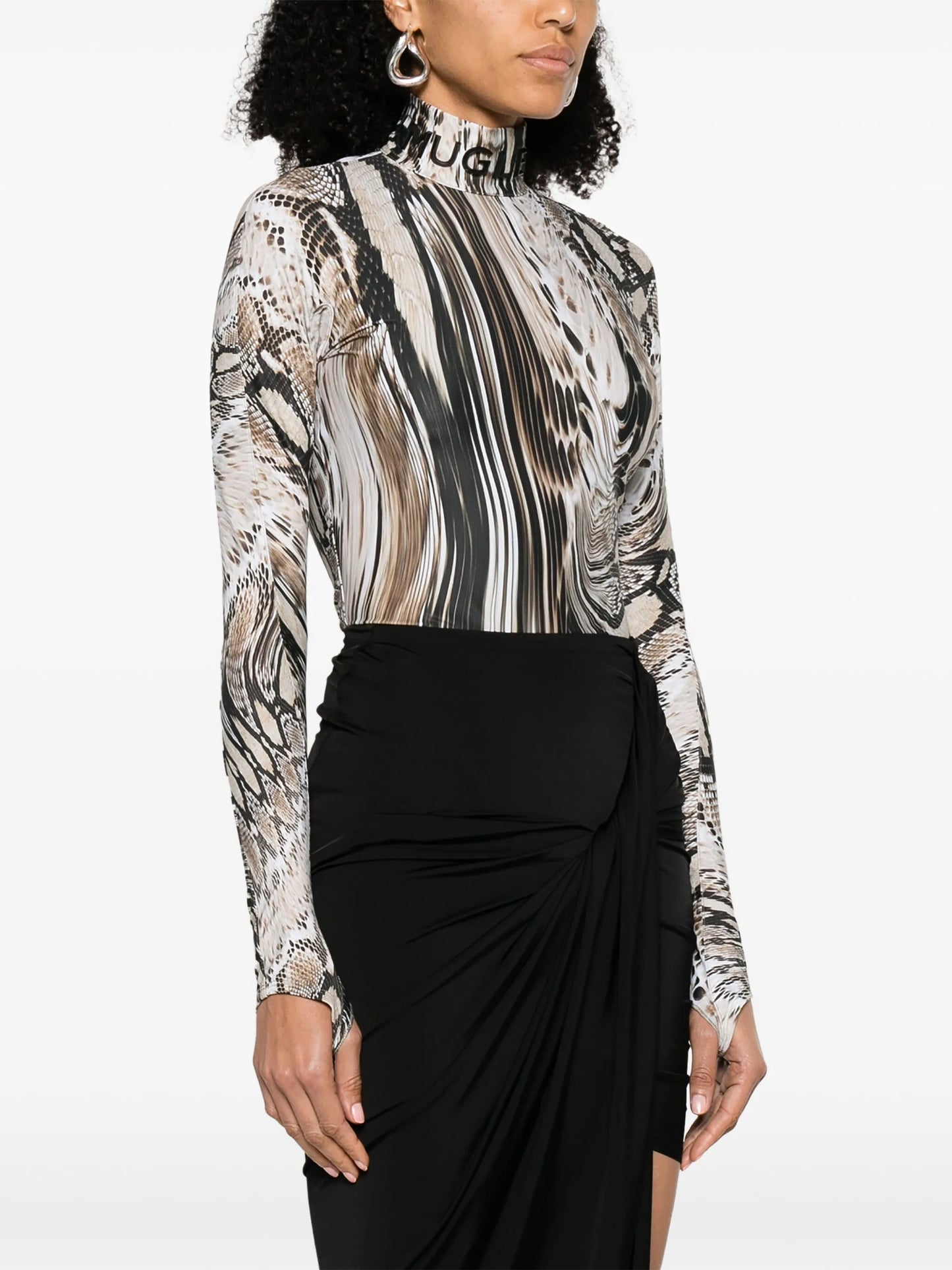 Warped Snakeskin-print bodysuit