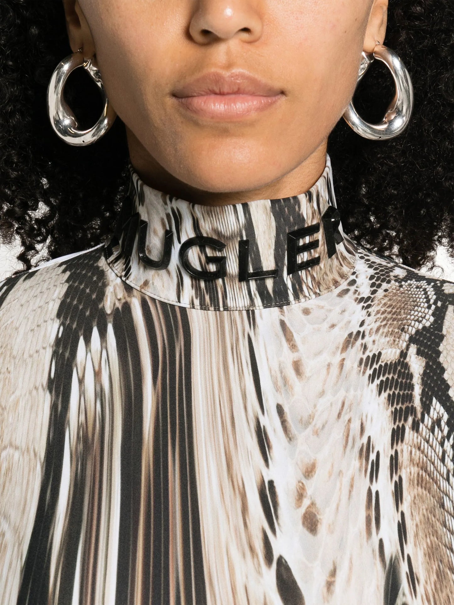 Warped Snakeskin-print bodysuit