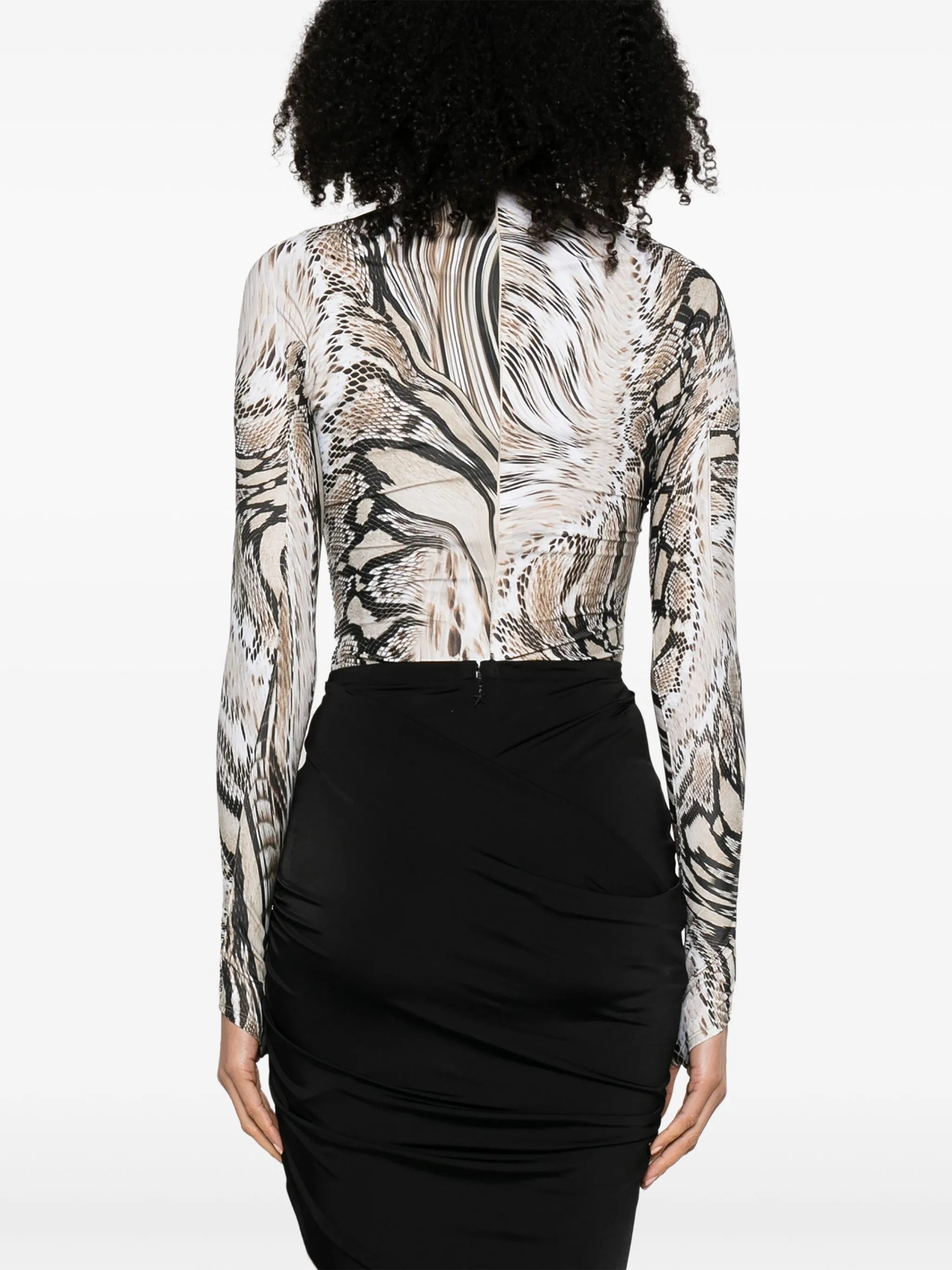 Warped Snakeskin-print bodysuit