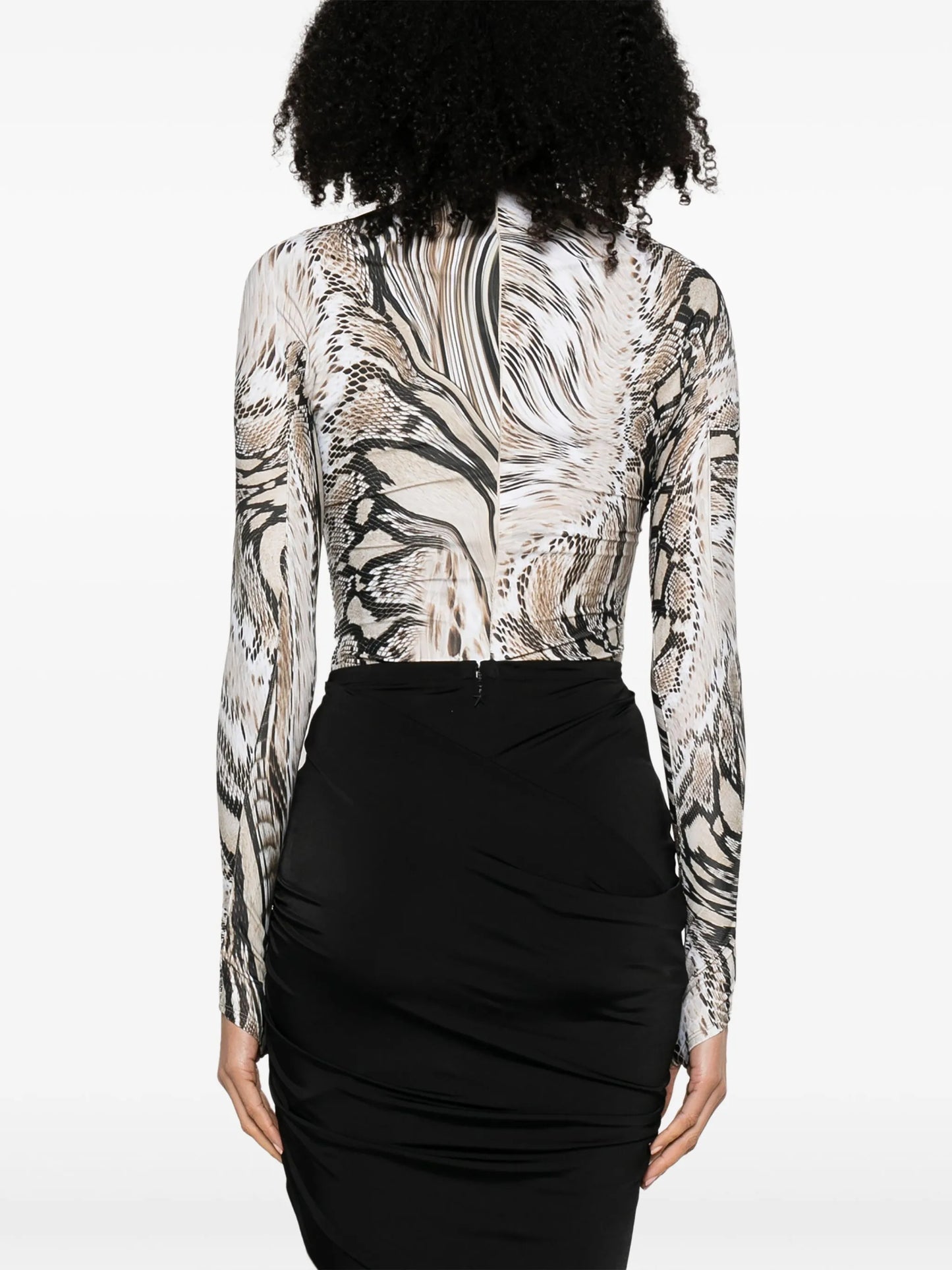 Warped Snakeskin-print bodysuit