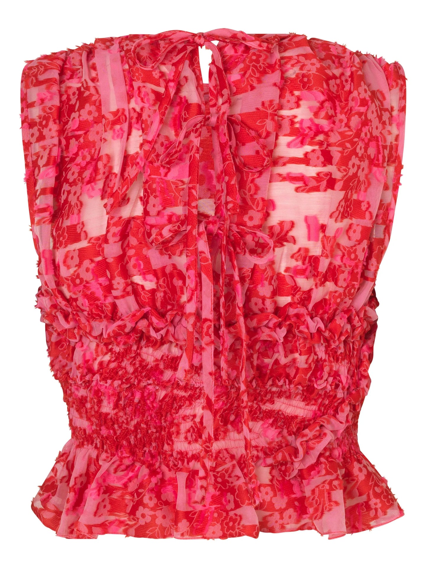 floral-embroidered sleeveless top