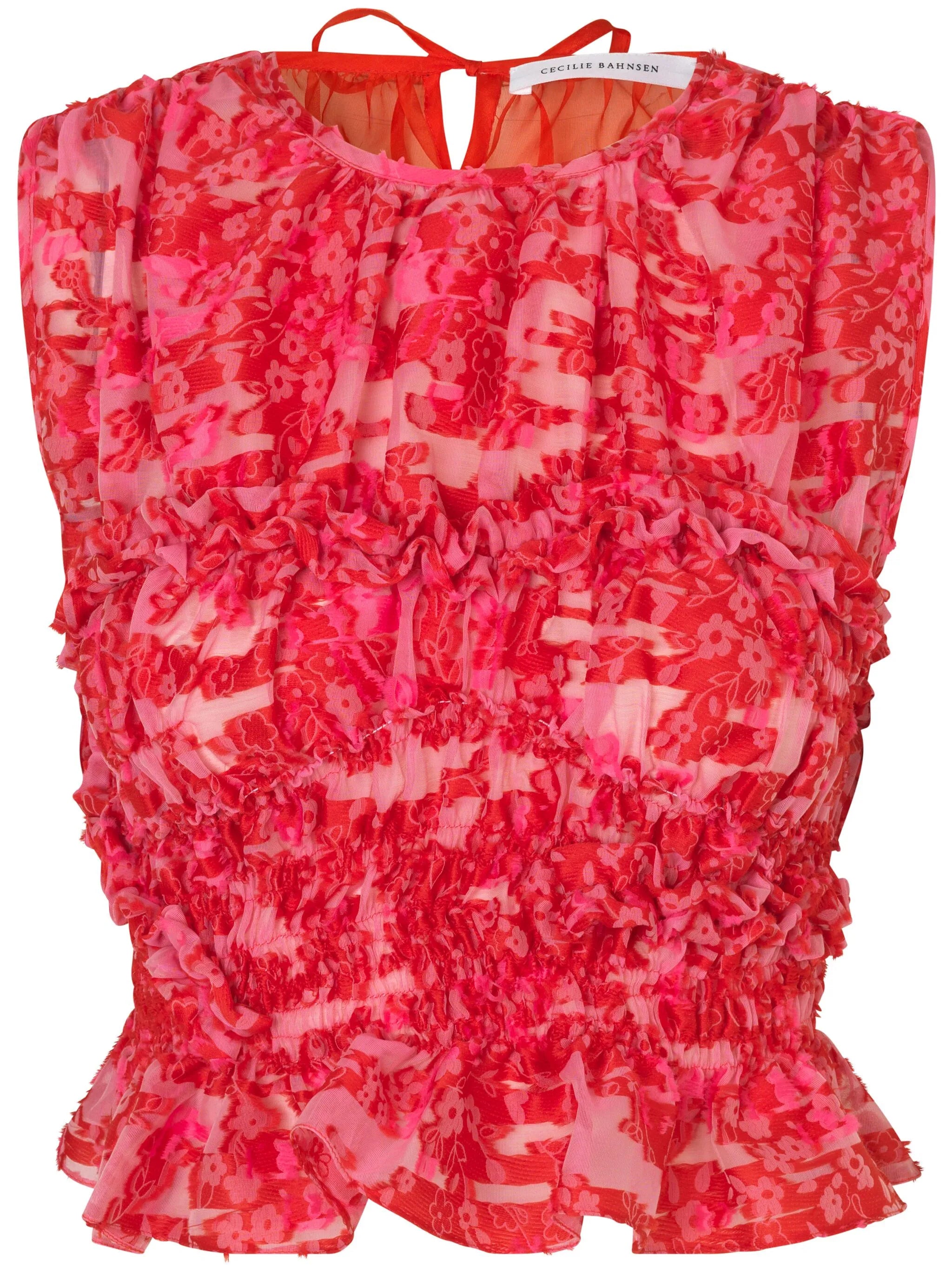 floral-embroidered sleeveless top