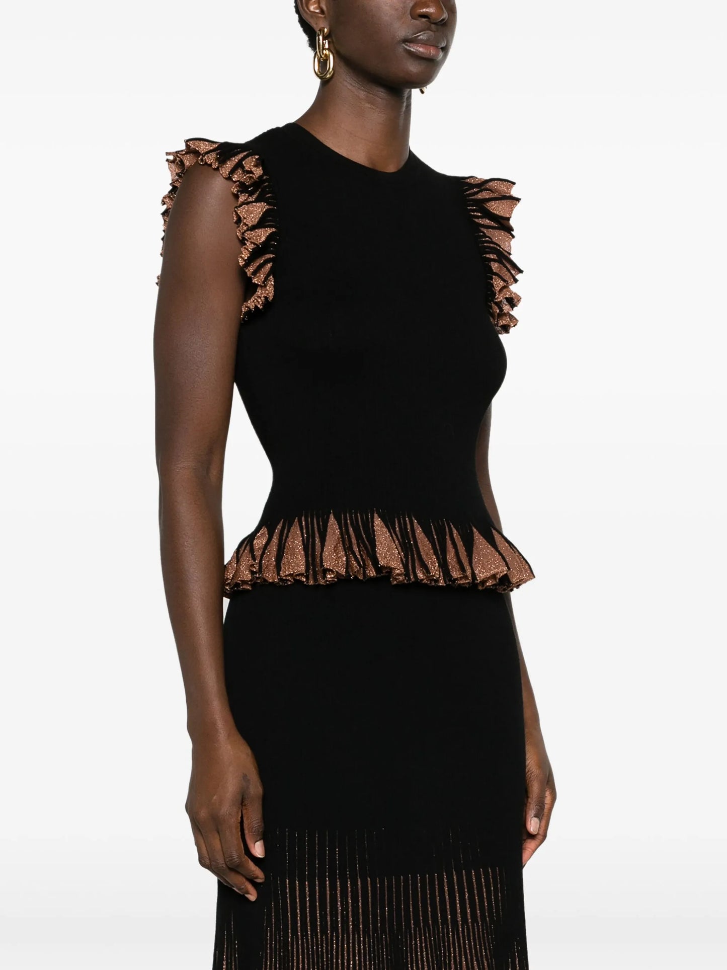 Leila lurex-detailing knitted tank top